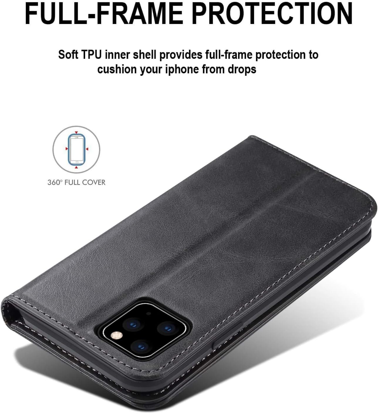 SINIANL Funda compatible con iPhone 12, iPhone 12 Pro con tarjetero y tarjetero de cuero plegable con función atril y cierre magnético para iPhone