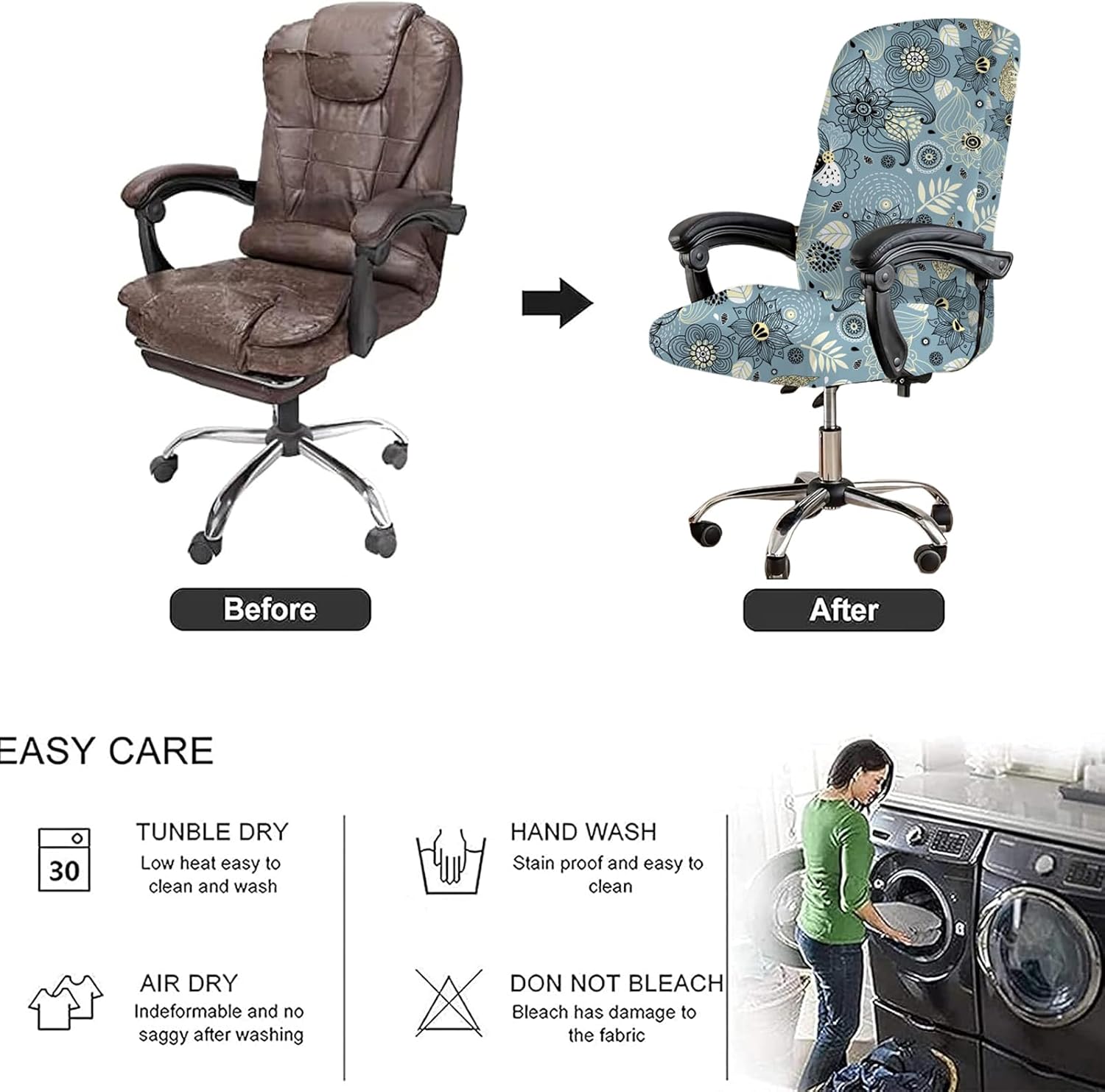 HAOYONG Fundas elásticas para sillas de oficina, fundas suaves para silla de escritorio, fundas para silla de jefe, fundas universales para silla
