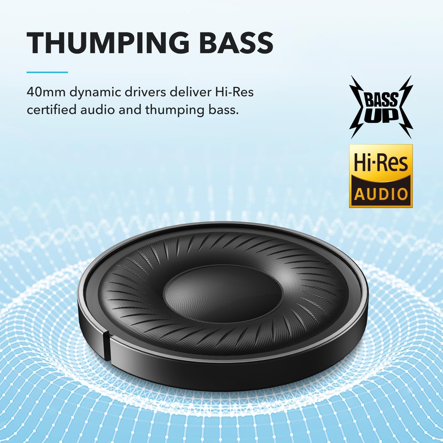 soundcore by Anker Q20i Auriculares híbridos con cancelación activa de ruido, Bluetooth inalámbrico sobre la oreja, tiempo de reproducción ANC de 40