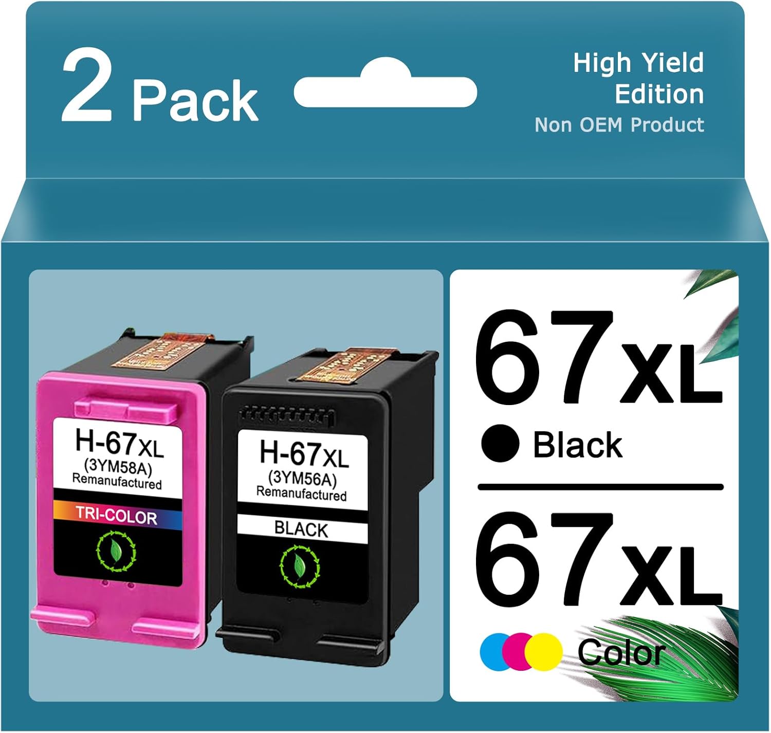Cartuchos de tinta 67XL de repuesto para HP Ink 67 HP 67XL para HP DeskJet 2700 2700e 2755 2755e 4155 4155e, Envy 6055e 6055 6455e 6075, Envy Pro