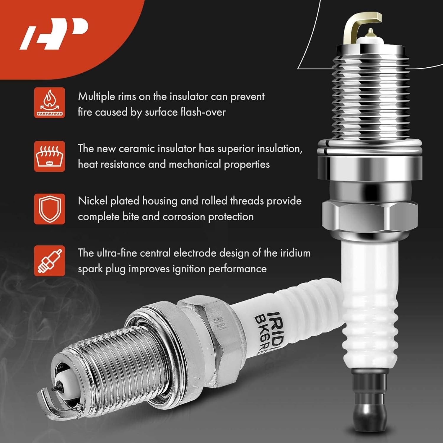 A-Premium Juego de 6 bobinas de encendido y bujías de iridio compatibles con Mitsubishi Galant 2009, Endeavor 2010-2011, 3.8L, repuesto # NGK7092,
