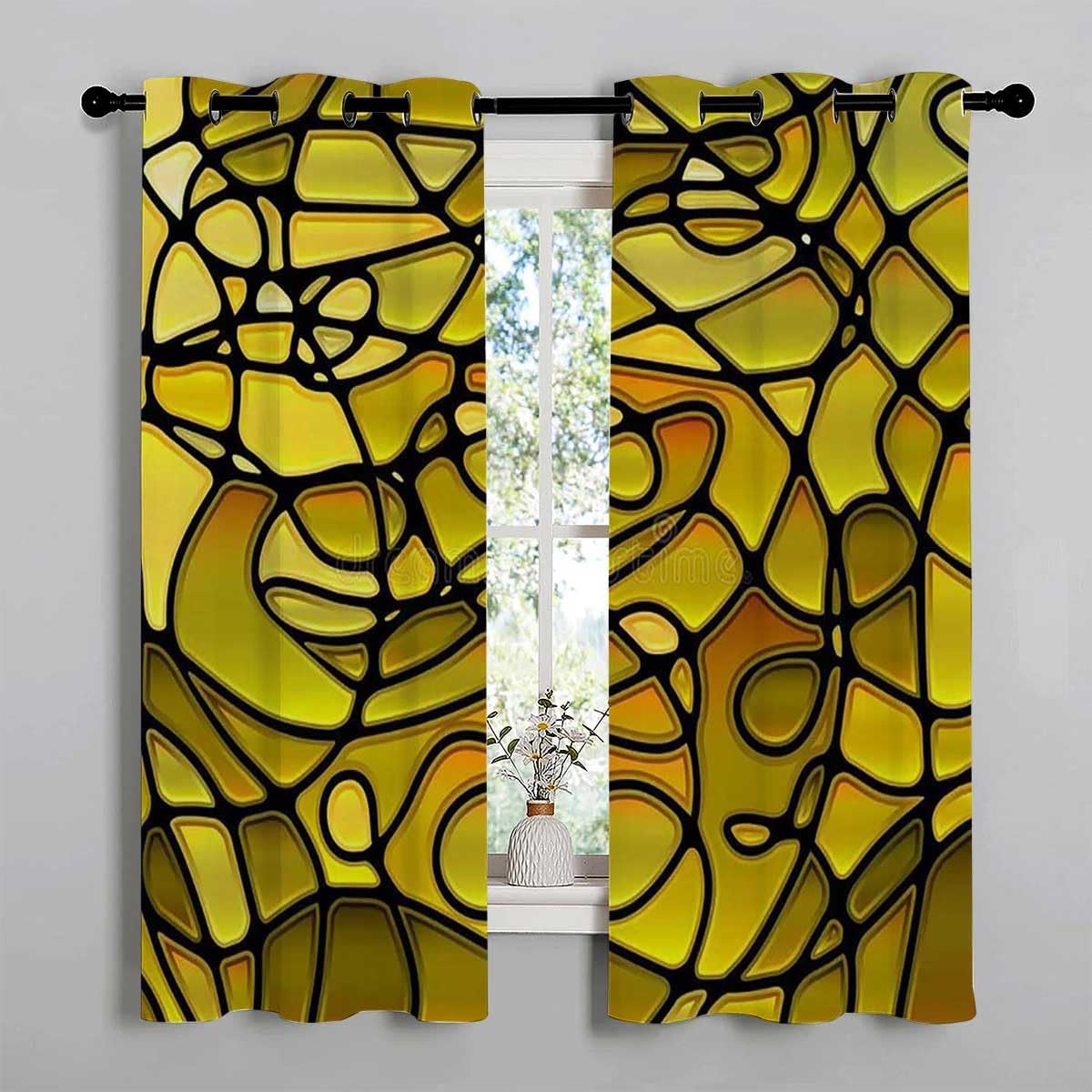 YANFENQI Cortinas para Habitacion Brown Mosaic Decor Art Soundproofing Blanket Garage Curtain 63Inch Width by 63Inch Length,2 Panels
