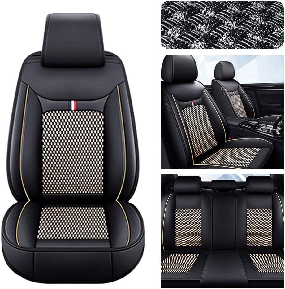 Funda de asiento de coche delantero y trasero para Cadillac Escalade 2002-2023, compatible con bolsa de aire y fácil de instalar (juego