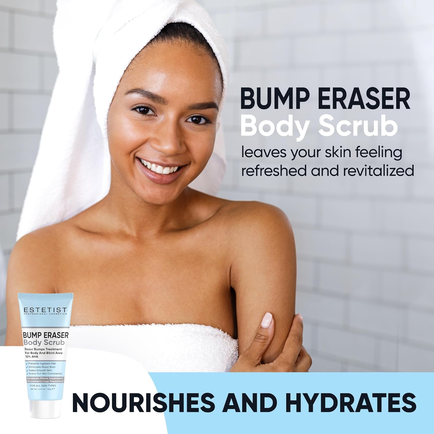 Estetist KP Bump Eraser Body Scrub – Tratamiento de queratosis pilaris y exfoliante corporal para cabello encarnado, golpes de afeitar y piernas de