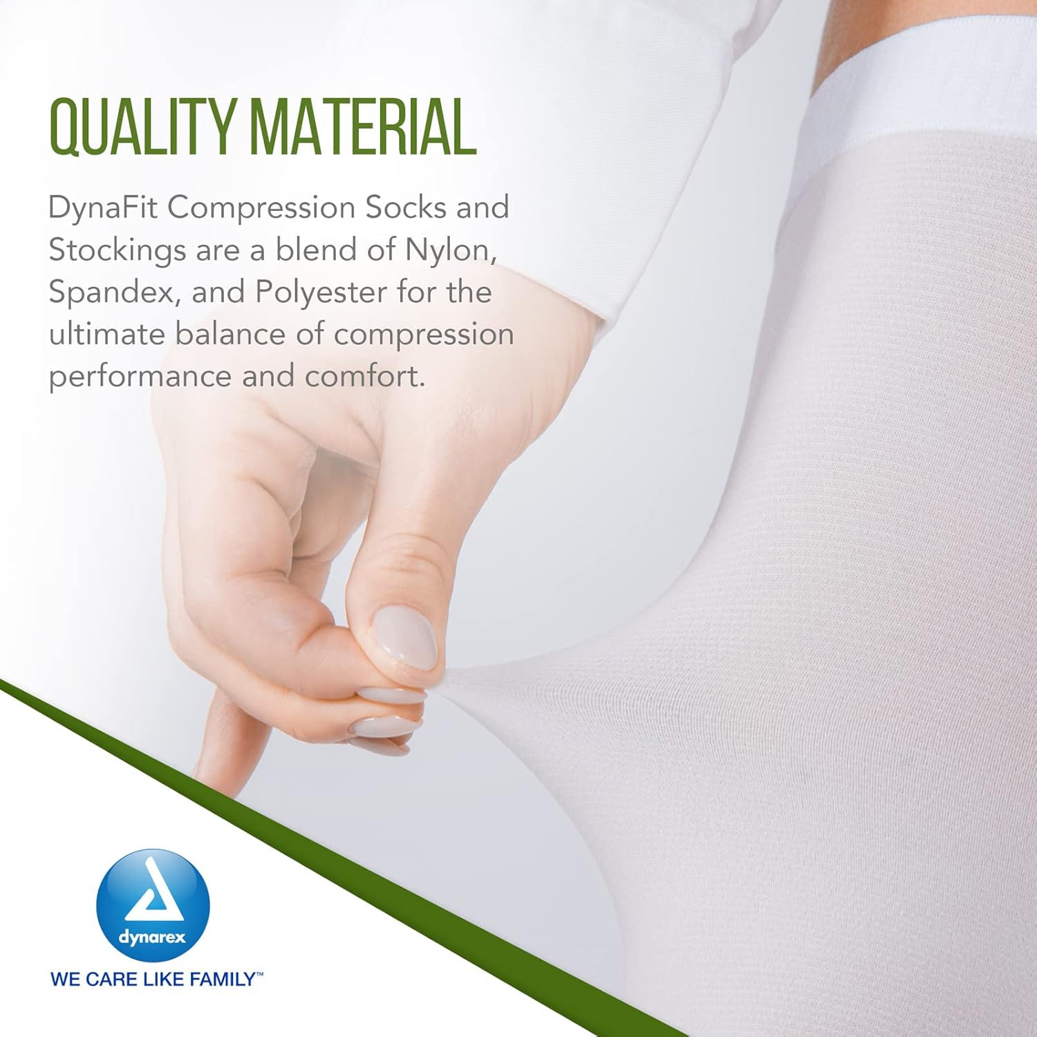 Dynarex DynaFit Compression Stockings Thigh High, 8-20 mmHg, Help Prevent Blood Clots, Relieve Pain & Varicose Veins, White, 1 Pair of Stockings