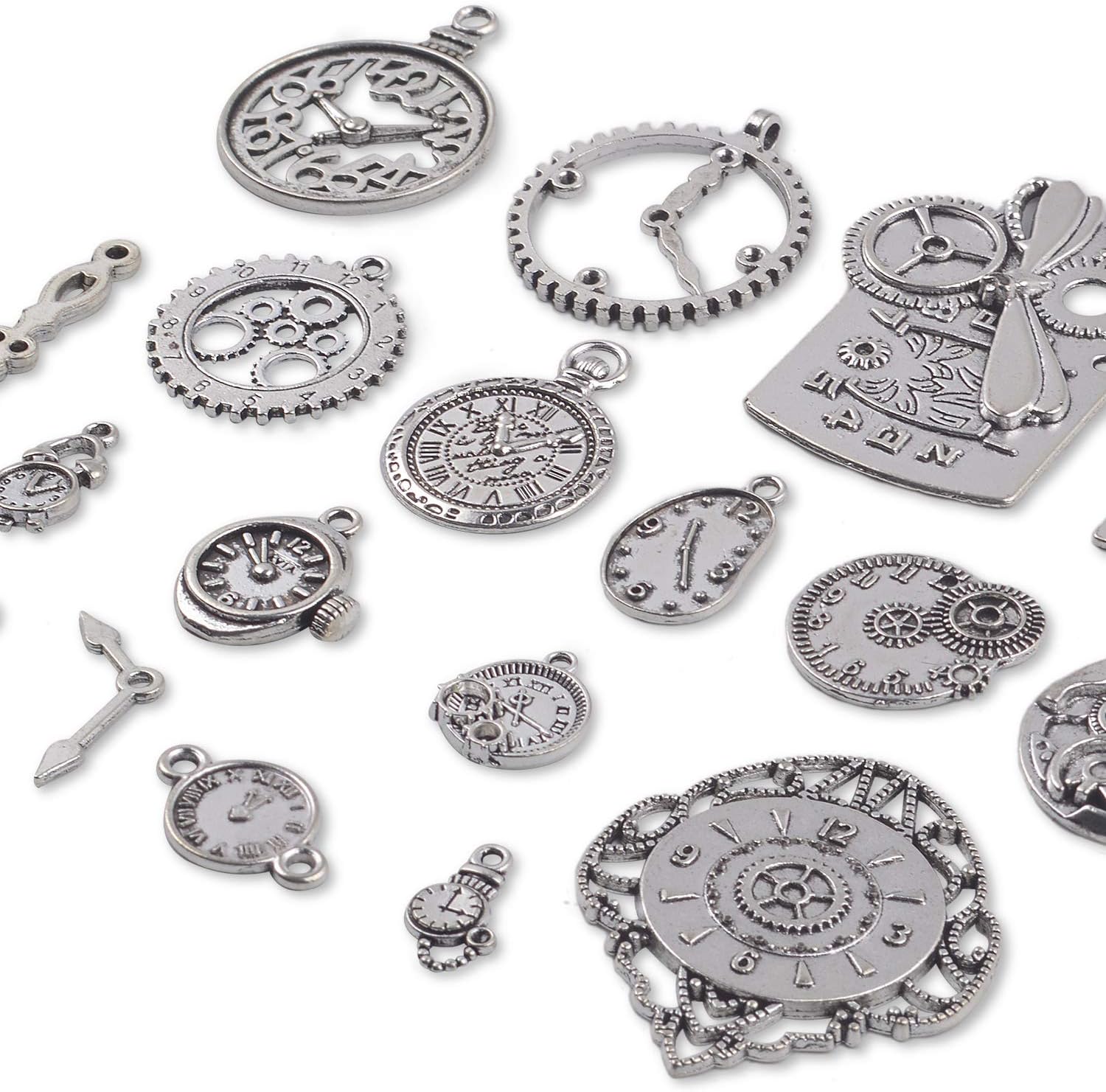 Aylifu Dije con dije de cara de reloj, 3.53 onzas, multiestilo, relojes y relojes, esfera de movimiento, engranajes, colgante steampunk, suministros