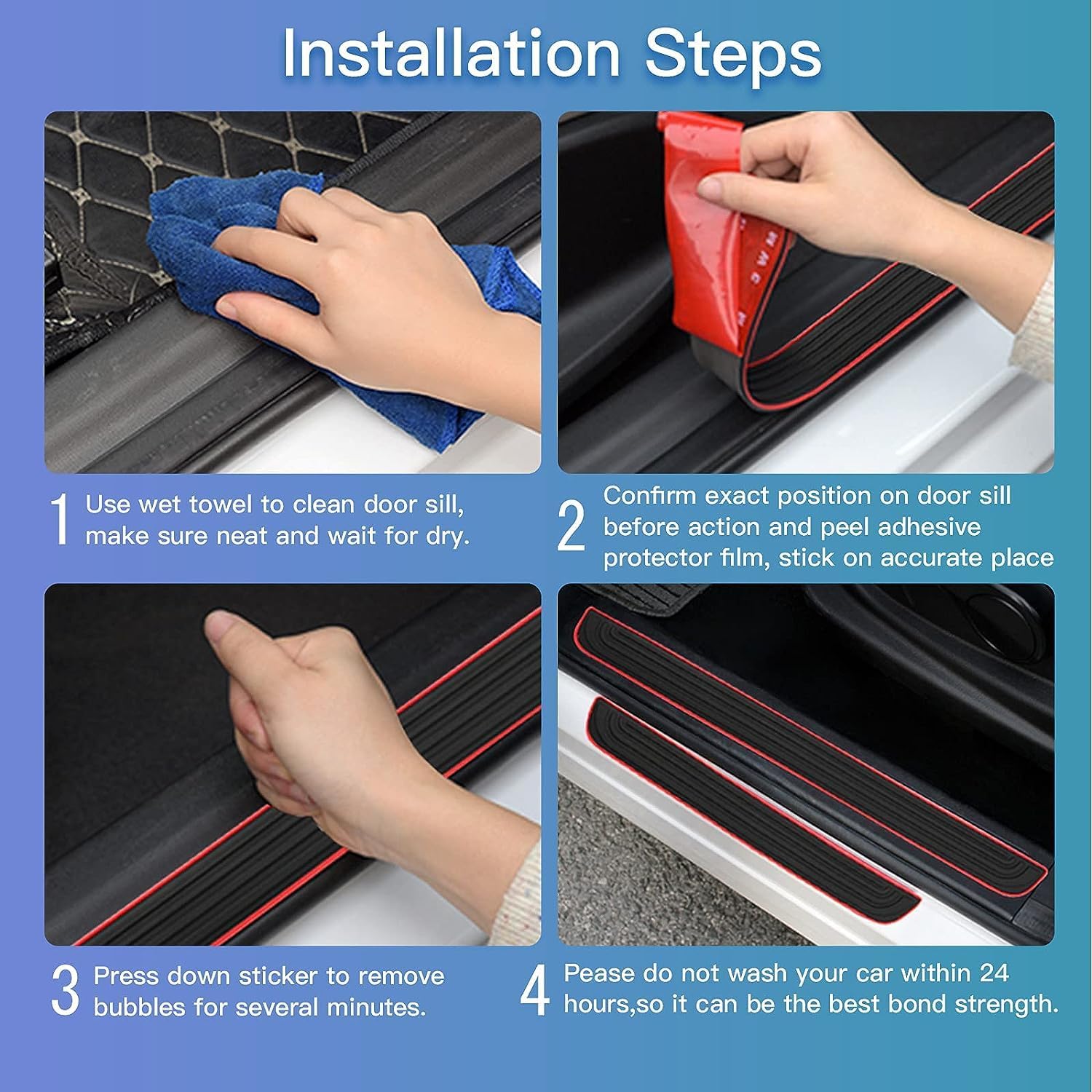 W-POWER Protectores de placa para umbral de puerta de automóvil  Protectores universales de entrada para umbral de puerta, panel protector de