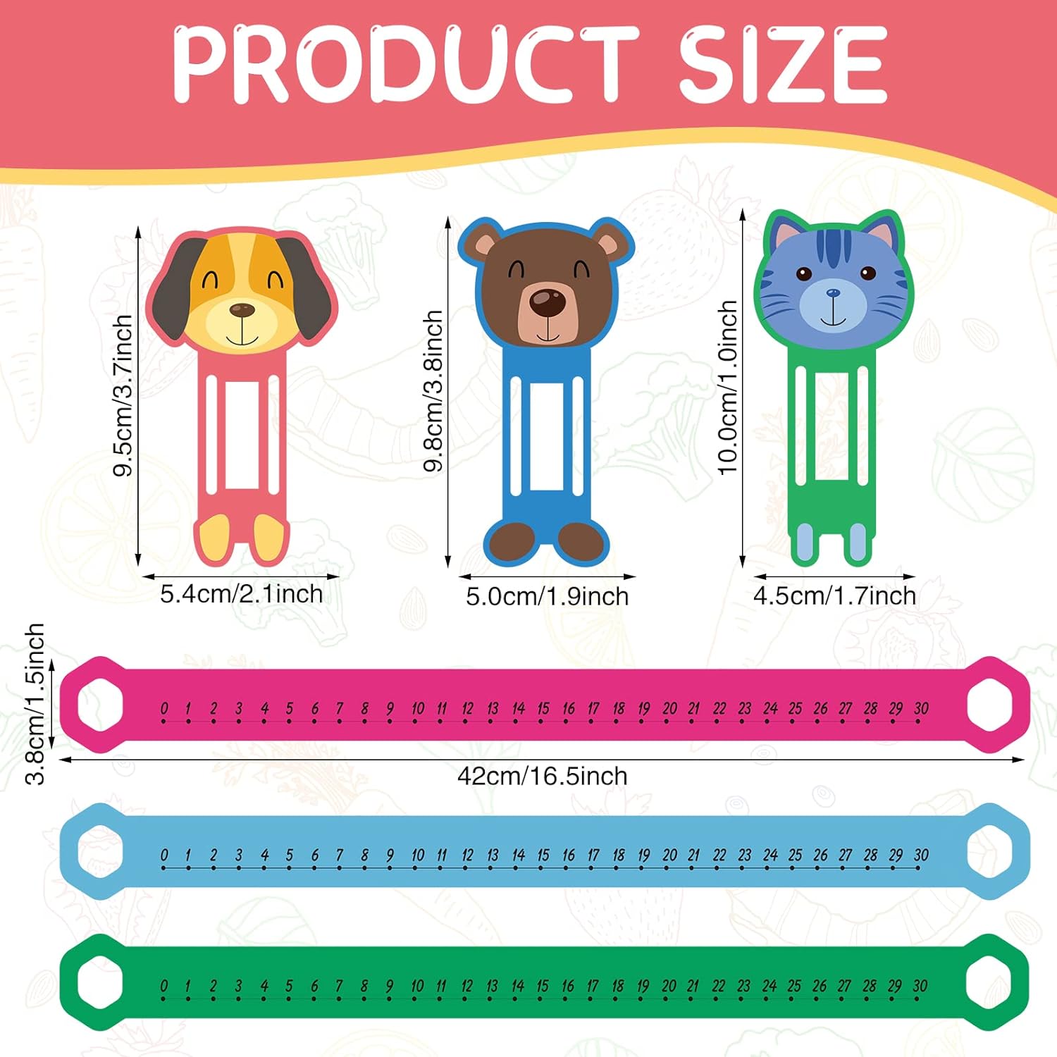 24 piezas de línea numérica de PVC de 16.5 x 1.5 pulgadas para estudiantes, línea numérica de 0 a 30 matemáticas enteros positivos de animales,