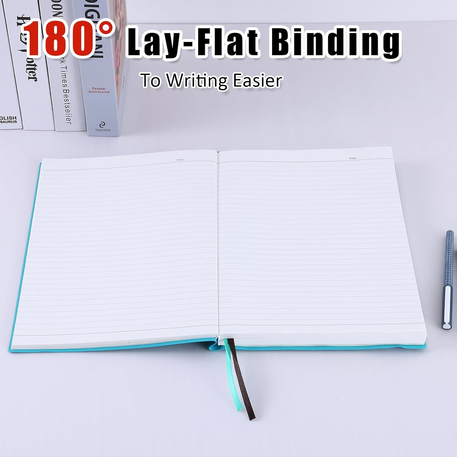 Cuaderno de rayas universitarias A4, 320 páginas de tapa blanda de cuero de 8.5 x 11 pulgadas, cuaderno forrado de papel grueso de 100 GSM para