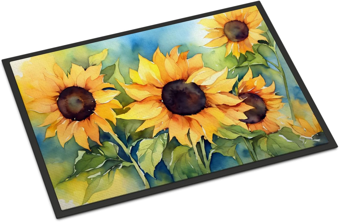 Caroline’s Treasures DAC1611MAT – Tapete para puerta delantera de 18 x 27 pulgadas, diseño de girasoles en acuarela, para interiores y exteriores,