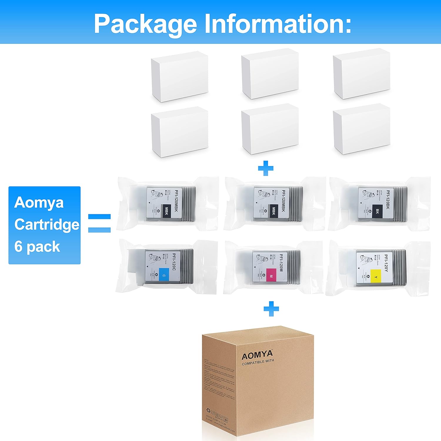 Aomya Cartucho de tinta compatible Canon PFI-102 pfi 102 para ImagePrograf iPF500 510 600 605 610 650 655 700 710 720 750 755 760 765 130ML cartucho