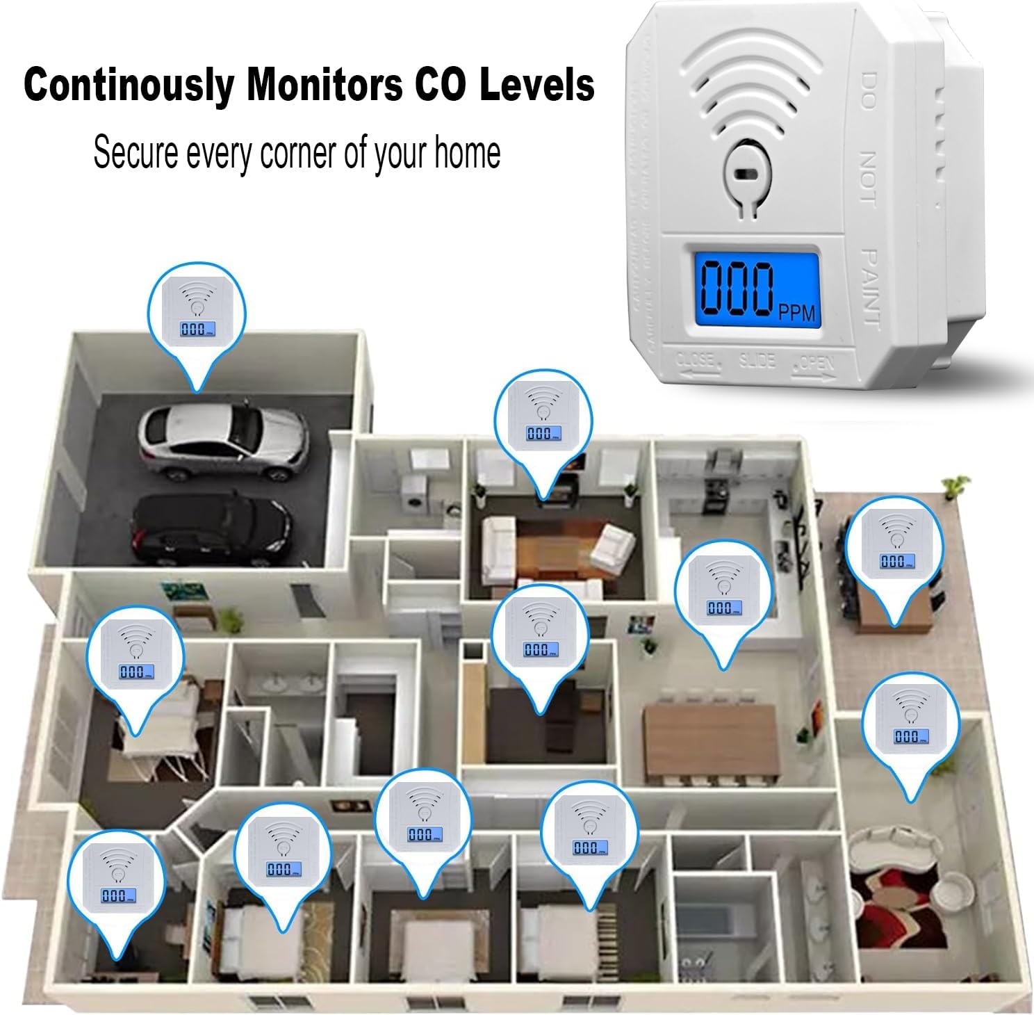 Wxaxyuii Carbon Monoxide Detector,Portable Smart CO Alarm with LCD Display and Sound Warning,CO Monitor Alarm Detector for HomeRV,Battery Powered