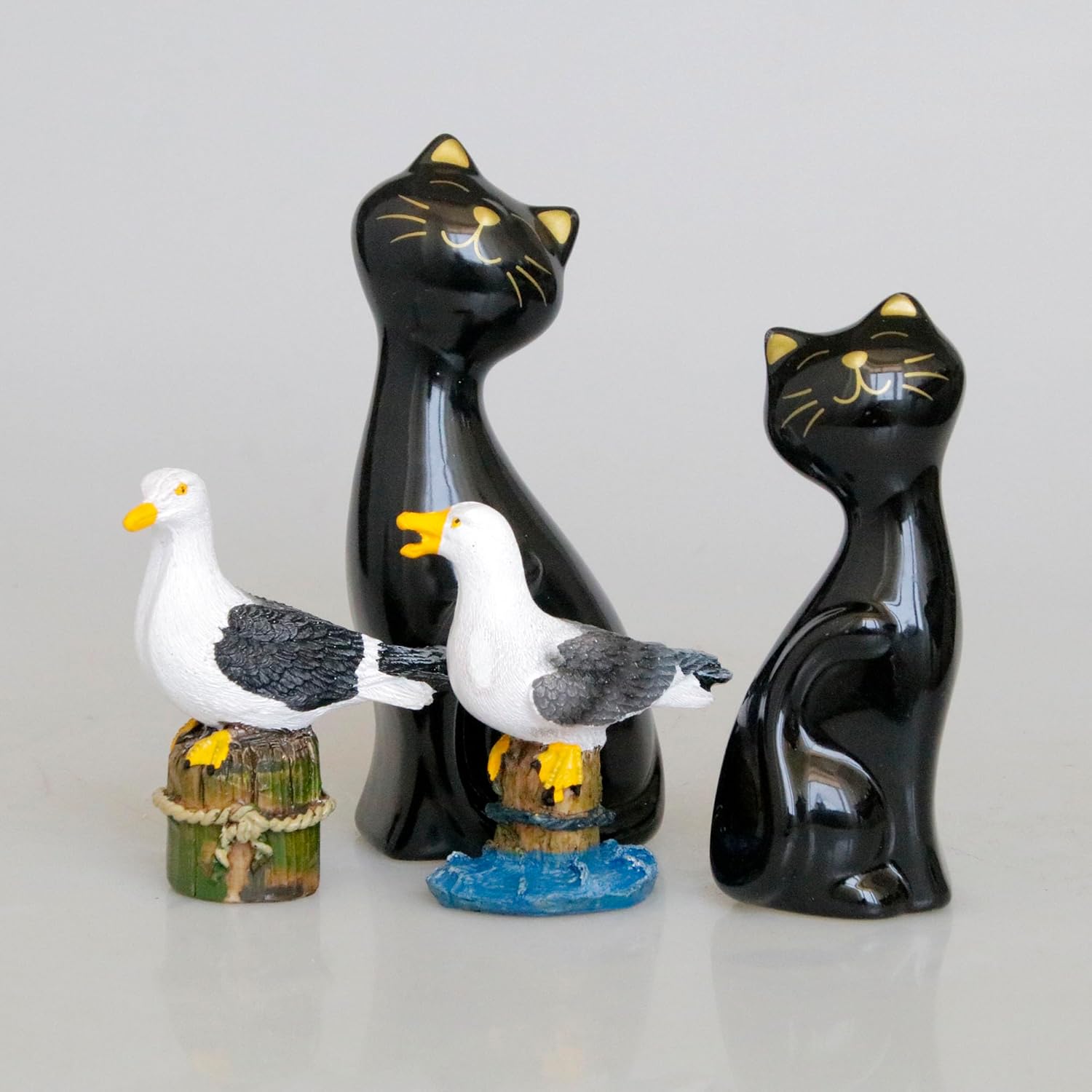 Wisifayardin 2 figuras y estatuas de gato negro para decoración del hogar, figura de gato negro para amantes de los gatos
