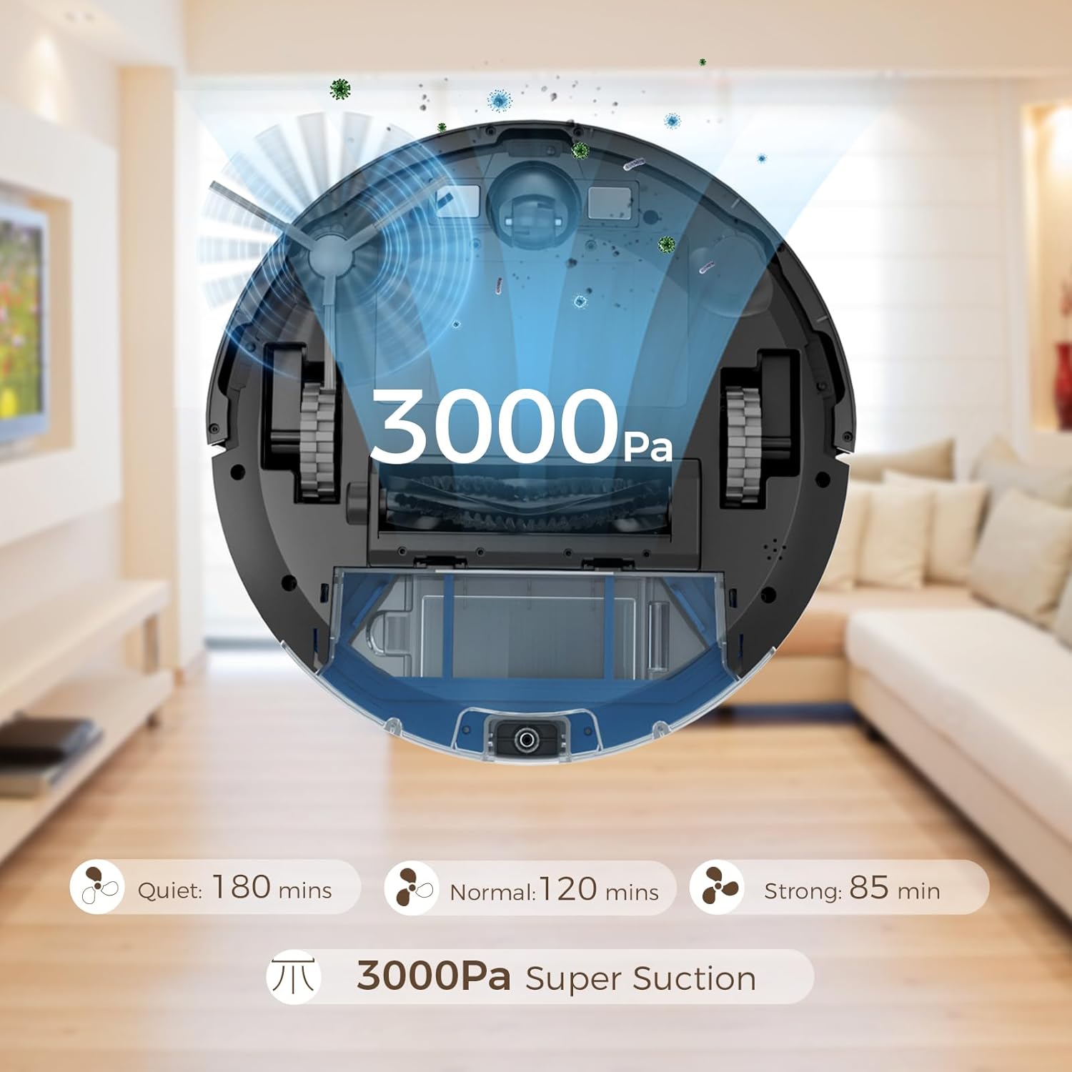 Tesvor Robot aspirador y trapeador combinado con la última navegación láser 3 en 1 X580S aspiradora robótica (3000Pa – X580S)