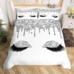 Feelyou Juego de ropa de cama de lujo para niñas, funda de edredón blanca con diseño de princesa femenina, funda de edredón brillante con hadas, Feelyou Juego de ropa de cama de lujo para niñas, funda de edredón blanca con diseño de princesa femenina, funda de edredón brillante con hadas,