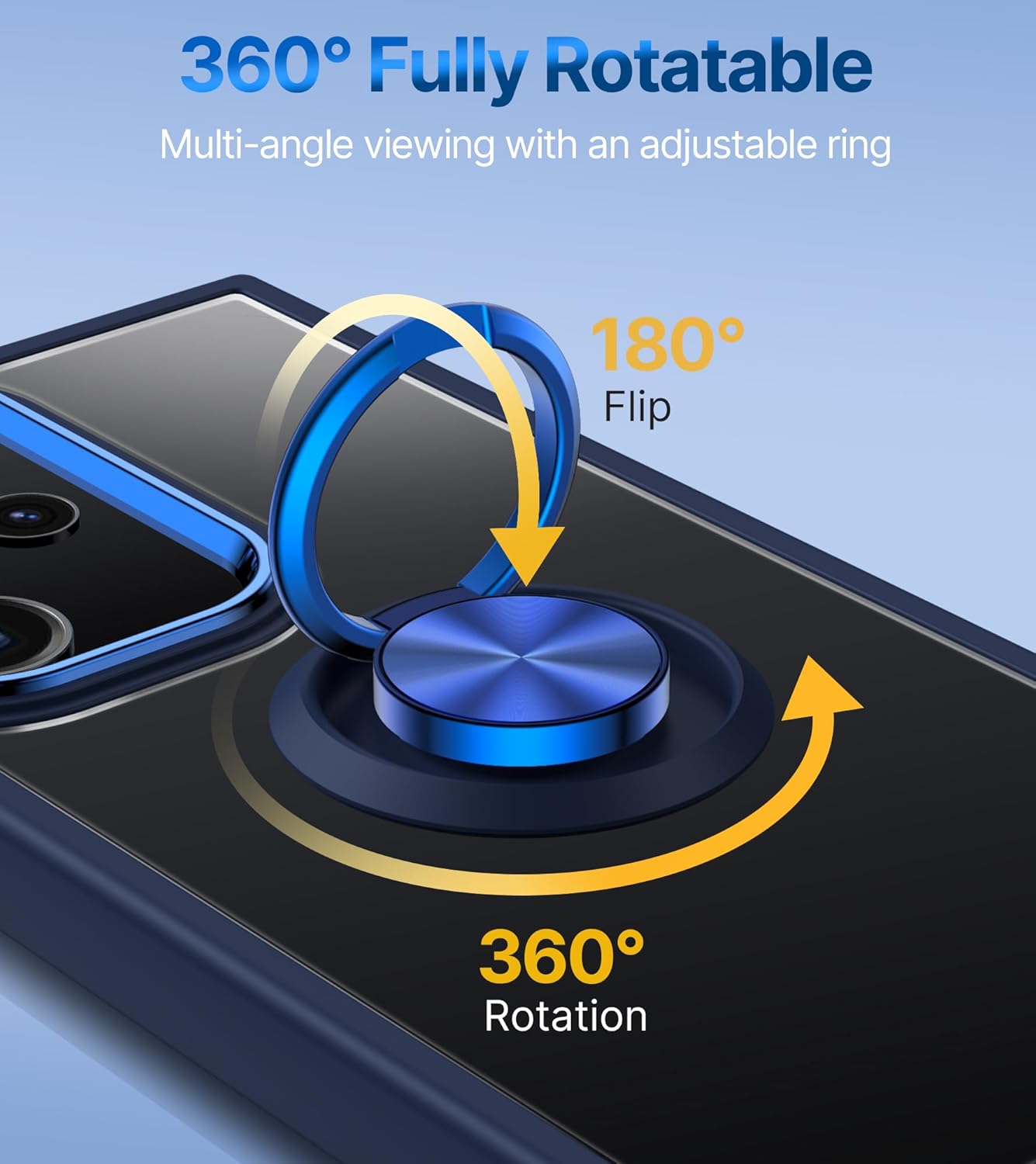 Silverback Funda transparente para Samsung Galaxy S23 Ultra con soporte de anillo, a prueba de golpes, delgada, ligera, funda protectora para Galaxy