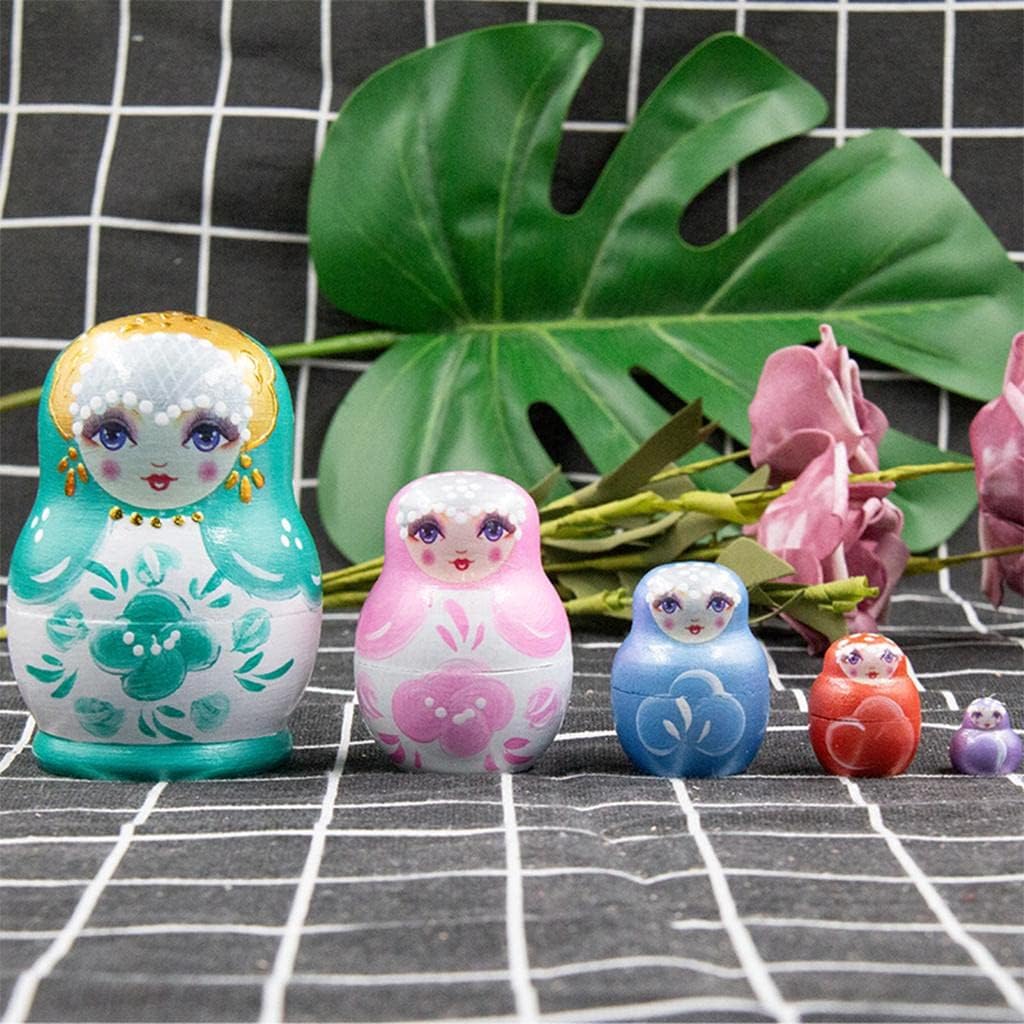 Muñeca de anidación rusa tradicional de moda Matryoshka Juguetes para niños Regalo Decoración de habitación de cumpleaños – Verde