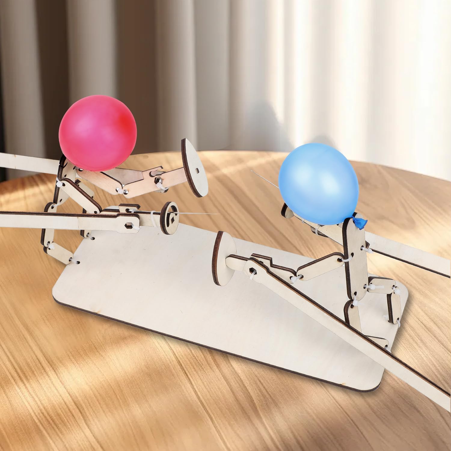 Balloon Bamboo Man Battle, marionetas de madera de esgrima hechas a mano, juego de batalla de bots de madera para 2 jugadores, divertido y