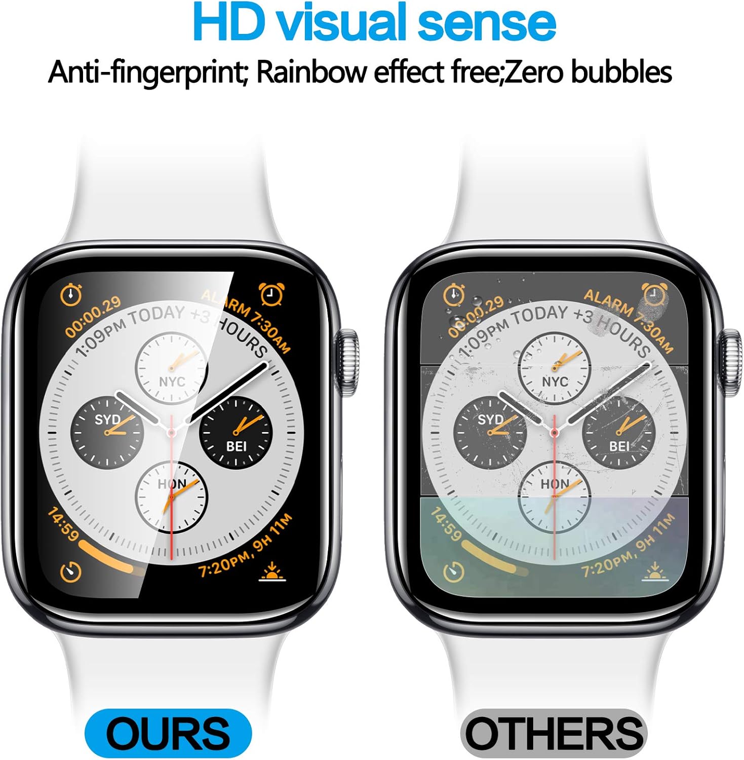 Paquete de 2 protectores de pantalla de vidrio templado para Apple Watch Series 7 de 1.575 pulgadas Series 6SE54, cobertura completa, sin burbujas,