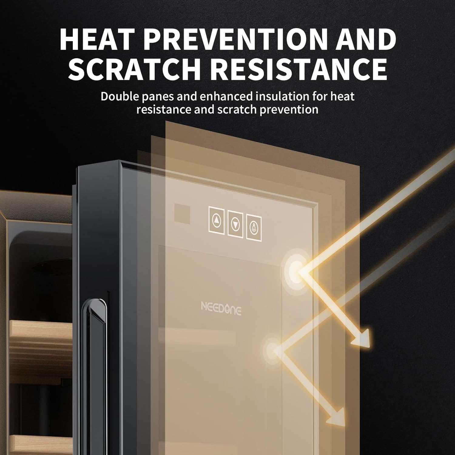 NEEDONE Humidor eléctrico de 23 litros con sistema de control silencioso de calefacción y refrigeración, gabinete termostático para 150 unidades con