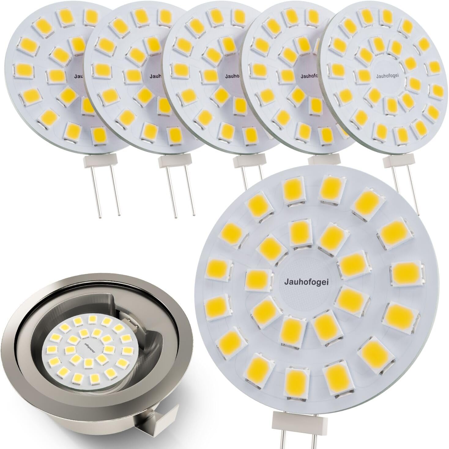 Bombilla LED G4 de disco blanco brillante 5000K 2W – Bombilla halógena JC de 20 W, bombilla de repuesto G4 Bi Pin  Bombillas de disco de 12 voltios