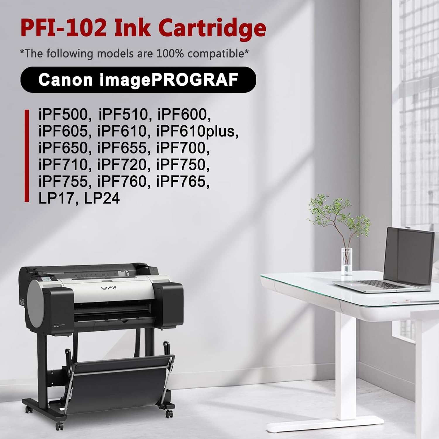 Pfi-102 Cartucho de tinta negro mate pigmento reemplazo para Canon Pfi 102 imagePROGRAF iPF500 iPF510 iPF600 iPF605 iPF610 iPF610 iPF650 iPF655