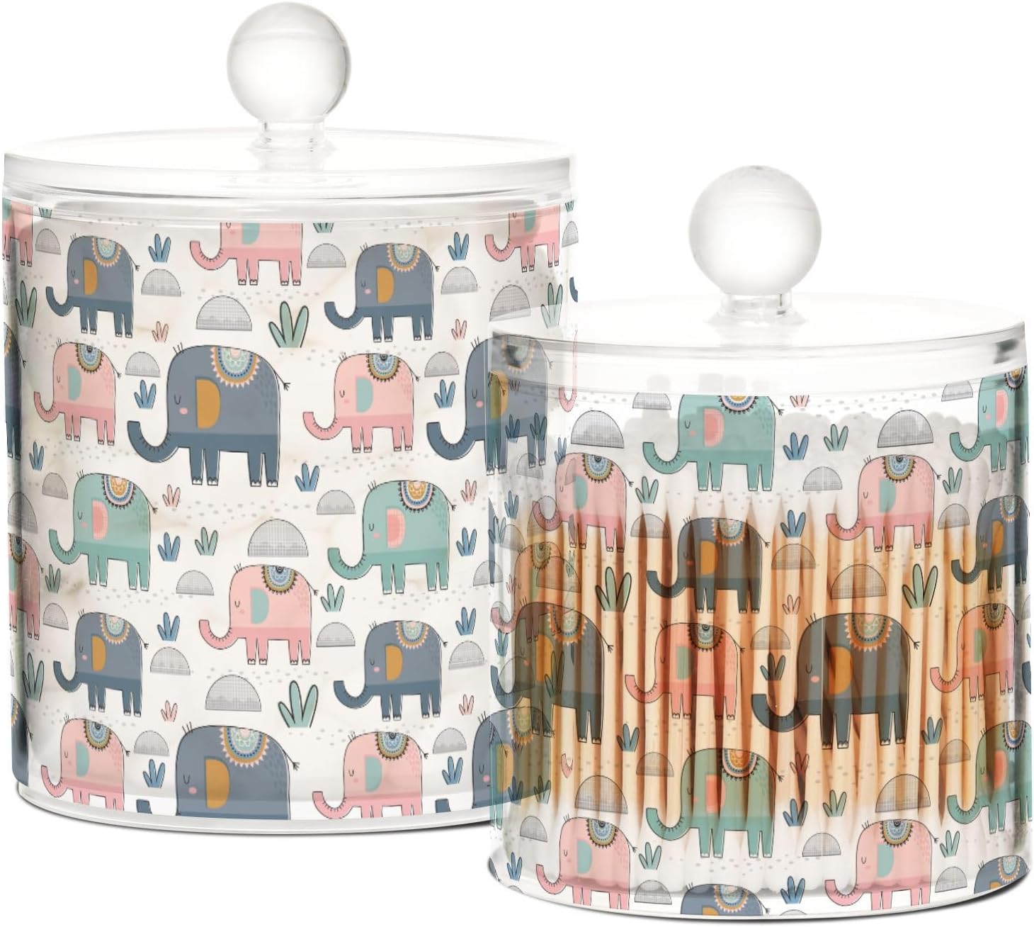 Tarros de elefantes con tapas, tarros decorativos para baño, recipientes para lavandería, contenedor de bolas de algodón para dormitorio, artículos