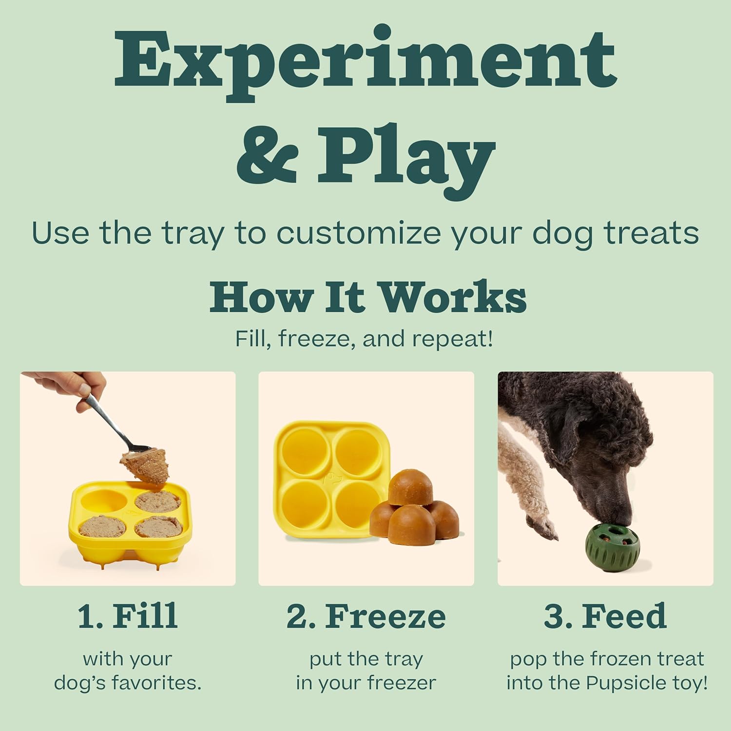WOOF Bandeja de marionetas y golosinas, juguete de golosinas rellenable de larga duración y moldes de silicona para golosinas para perros,