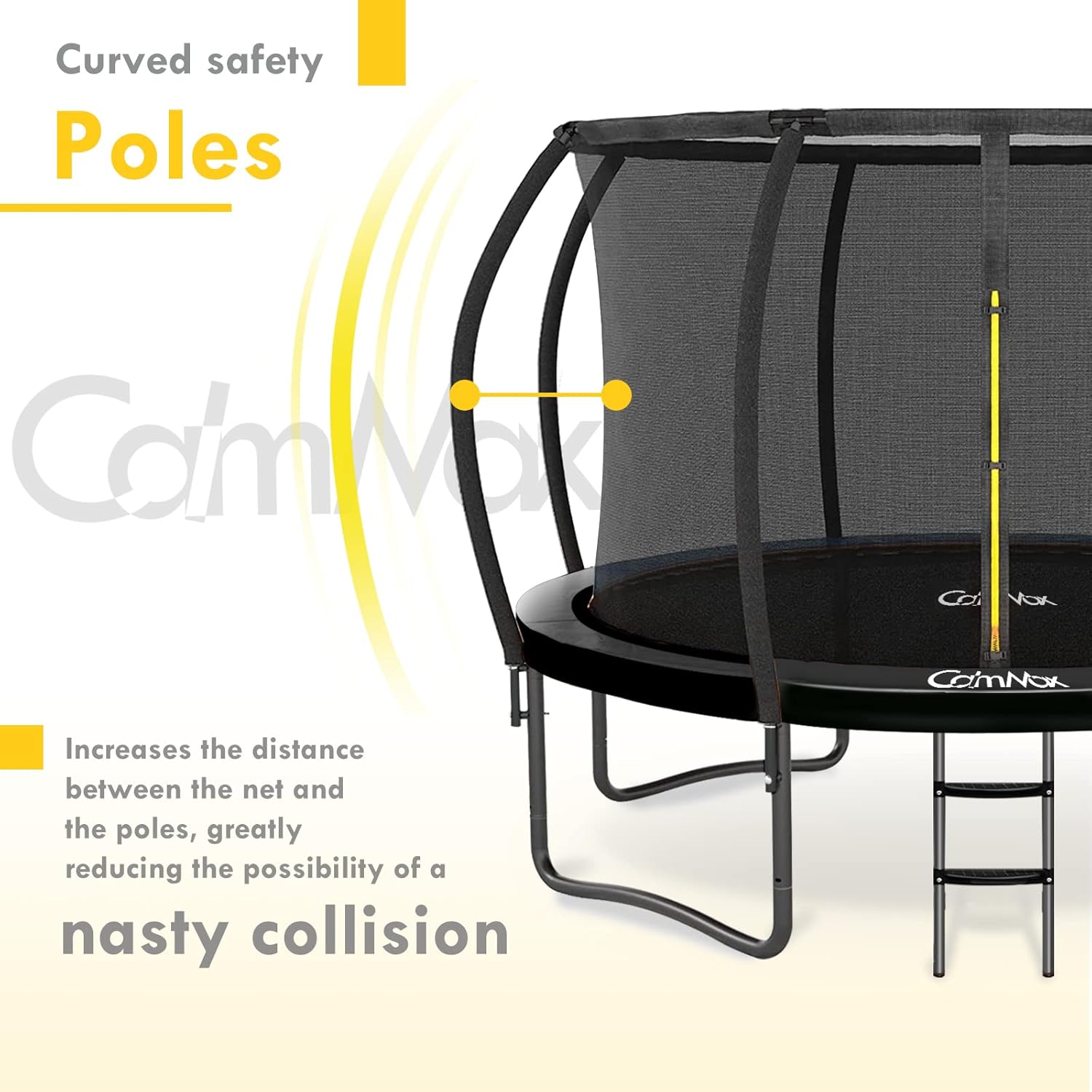 CalmMax Trampolín de 10 pies, 12 pies, 14 pies, 15 pies, 16 pies, con cerramiento, trampolines recreativos con escalera, aprobación ASTM, trampolín