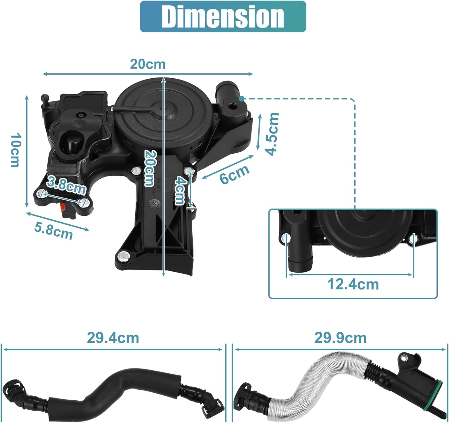 X AUTOHAUX PCV válvula motor cárter ventilación separador aceite manguera respiradero tubo kit 06H103495AH para VW Beetle CC Jetta GTI Passat Tiguan