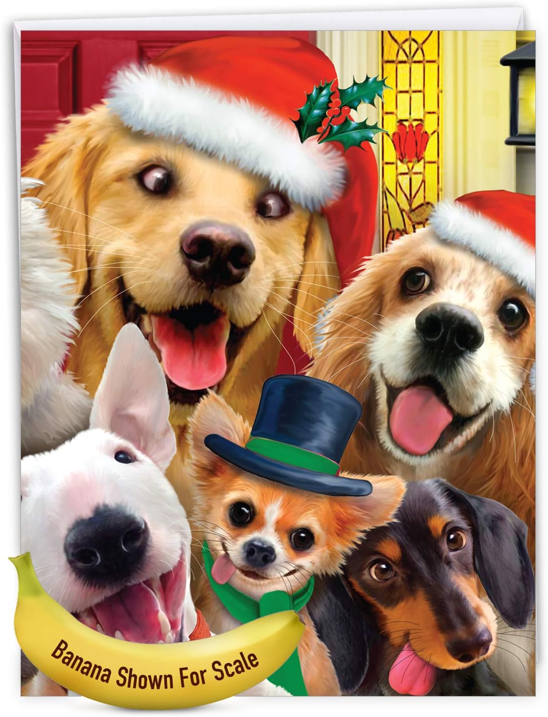 The Best Card Company – Tarjeta de Navidad Big Group (8.5 x 11 pulgadas) – Animales divertidos, tarjeta de felicitación festiva de todos nosotros –