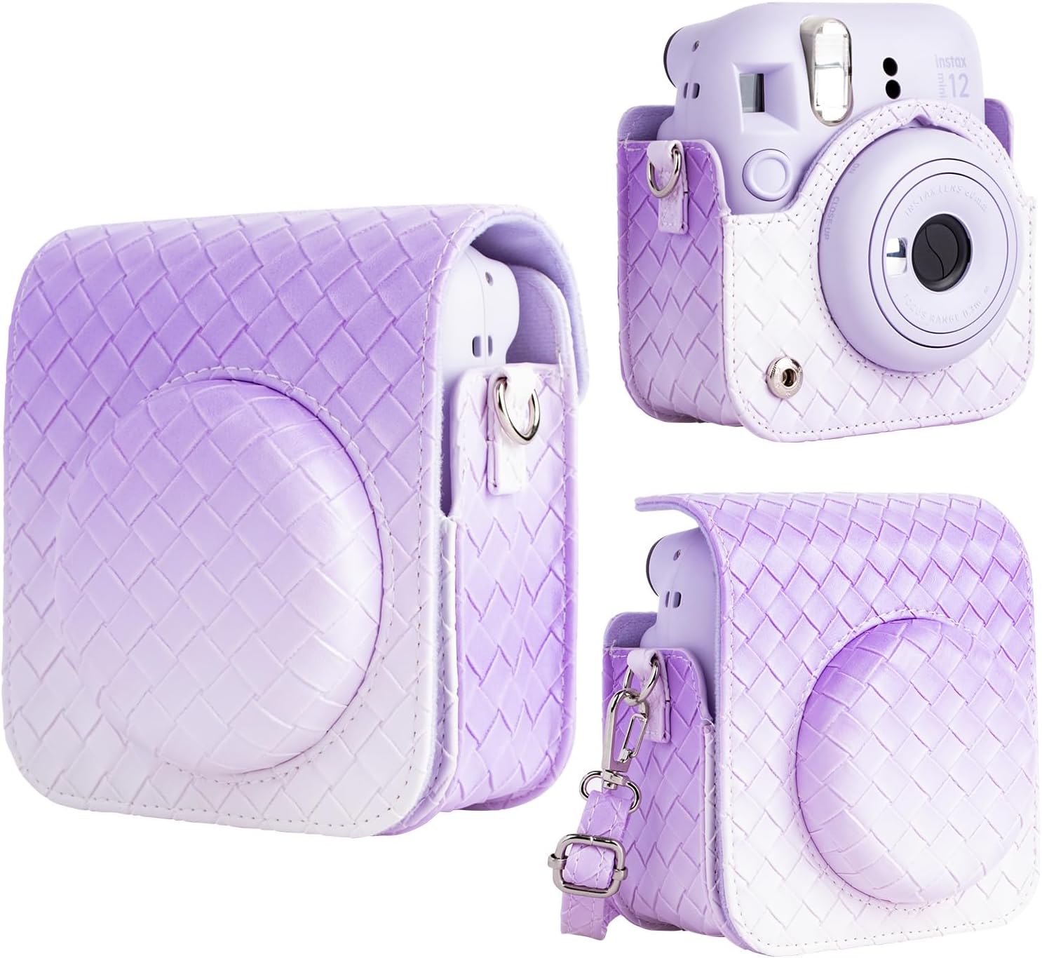 MUZIRI KINOKOO Funda para cámara de película instantánea Fujifilm Instax Mini 12Polaroid Mini 12, funda protectora de piel sintética con tejido