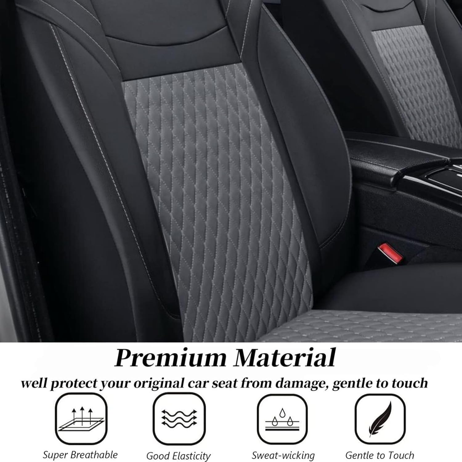 Coverado Juego completo de fundas de asiento de automóvil, 11 fundas universales de asiento para automóviles, cojines de asiento de automóvil de