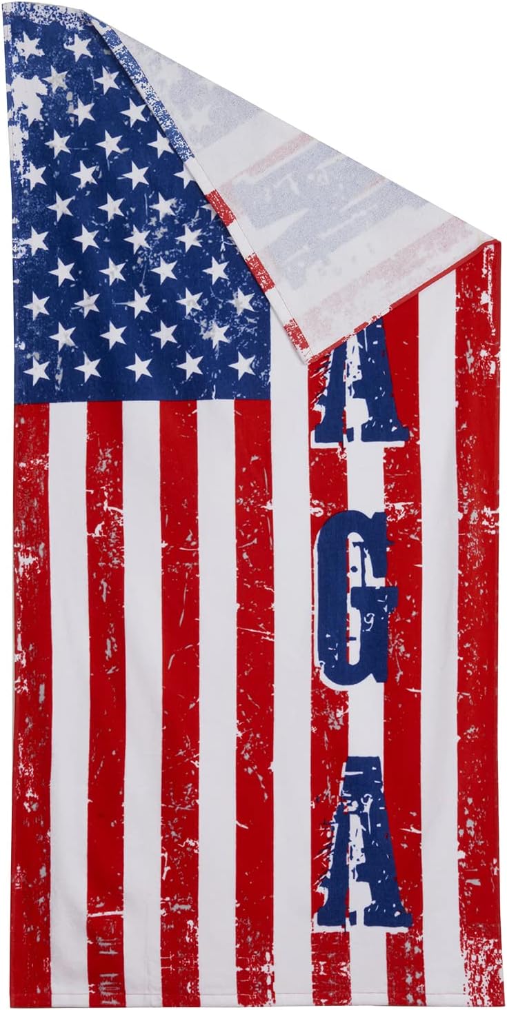 Variety To Go Toallas de playa, toalla de playa con bandera de Estados Unidos, toallas de baño grandes MAGA, toallas de baño 100% algodón, toallas
