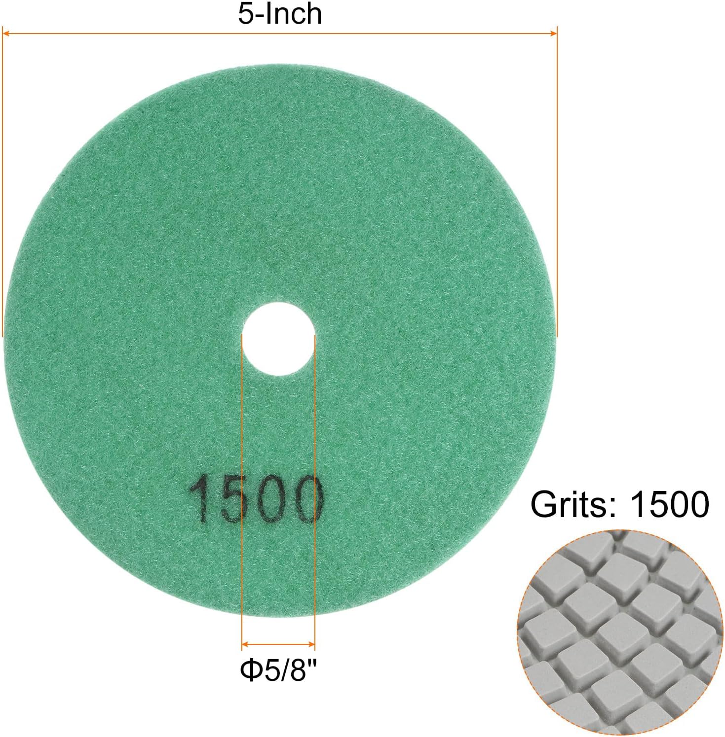 HARFINGTON 5 almohadillas de pulido de diamante de 5 pulgadas de grano 1500 húmedoseco almohadilla de pulido para piedra hormigón mármol encimera