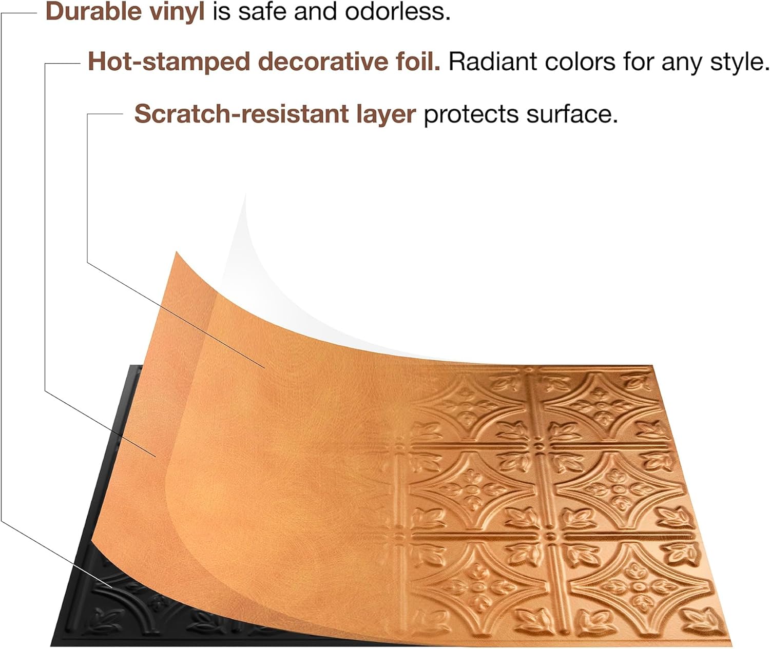 FASÄDE Panel decorativo de vinilo ondulado en cachemira (muestra de 6 x 6 pulgadas)