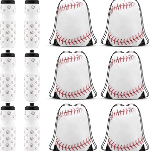 Sunnyray 12 piezas de regalos de fiesta de béisbol, 6 bolsas de béisbol de 13 x 17 pulgadas con cordón y 6 vasos deportivos de béisbol de 24 onzas, Sunnyray 12 piezas de regalos de fiesta de béisbol, 6 bolsas de béisbol de 13 x 17 pulgadas con cordón y 6 vasos deportivos de béisbol de 24 onzas,