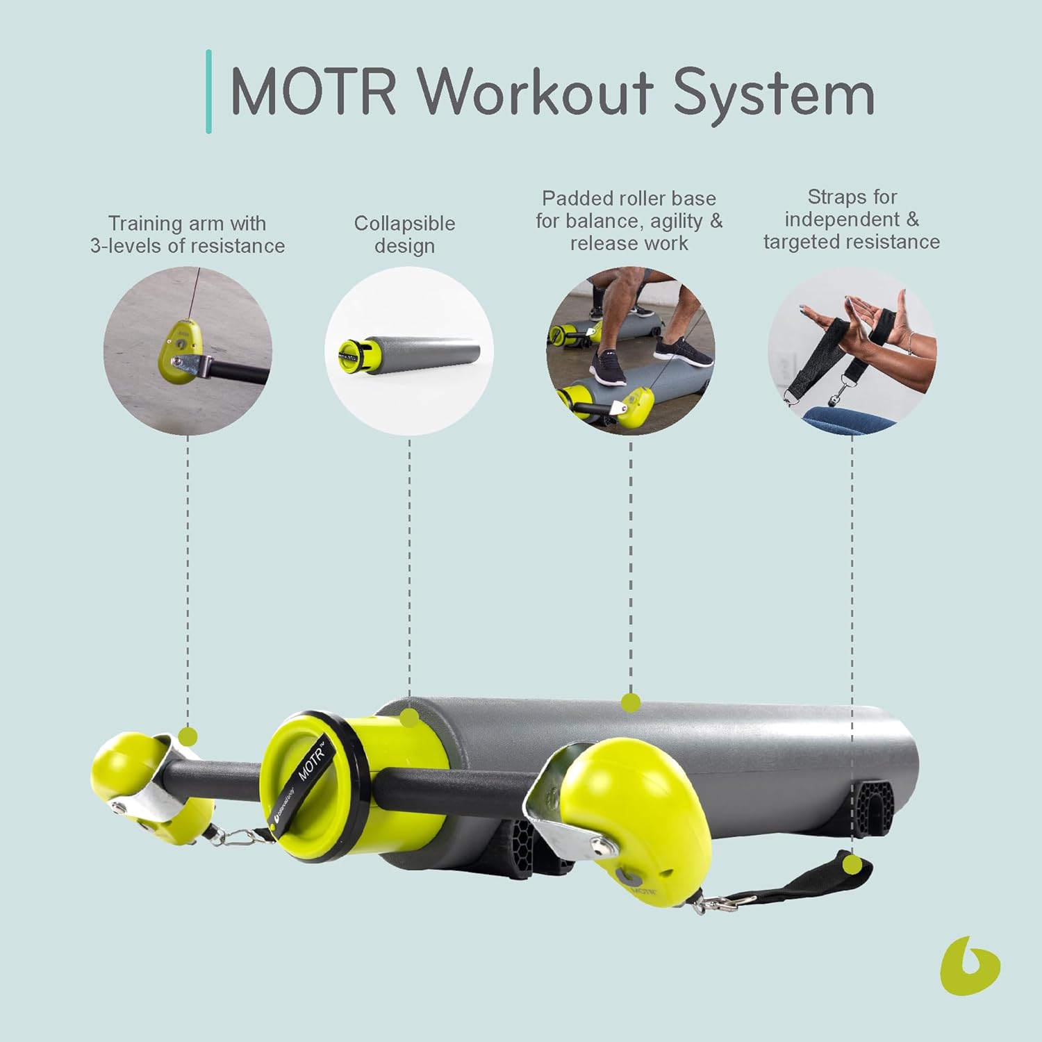 Balanced Body MOTR Barra de pilates, equipo de entrenamiento para fitness, equilibrio fuerza y agilidad, equipo de ejercicio para abdominales,