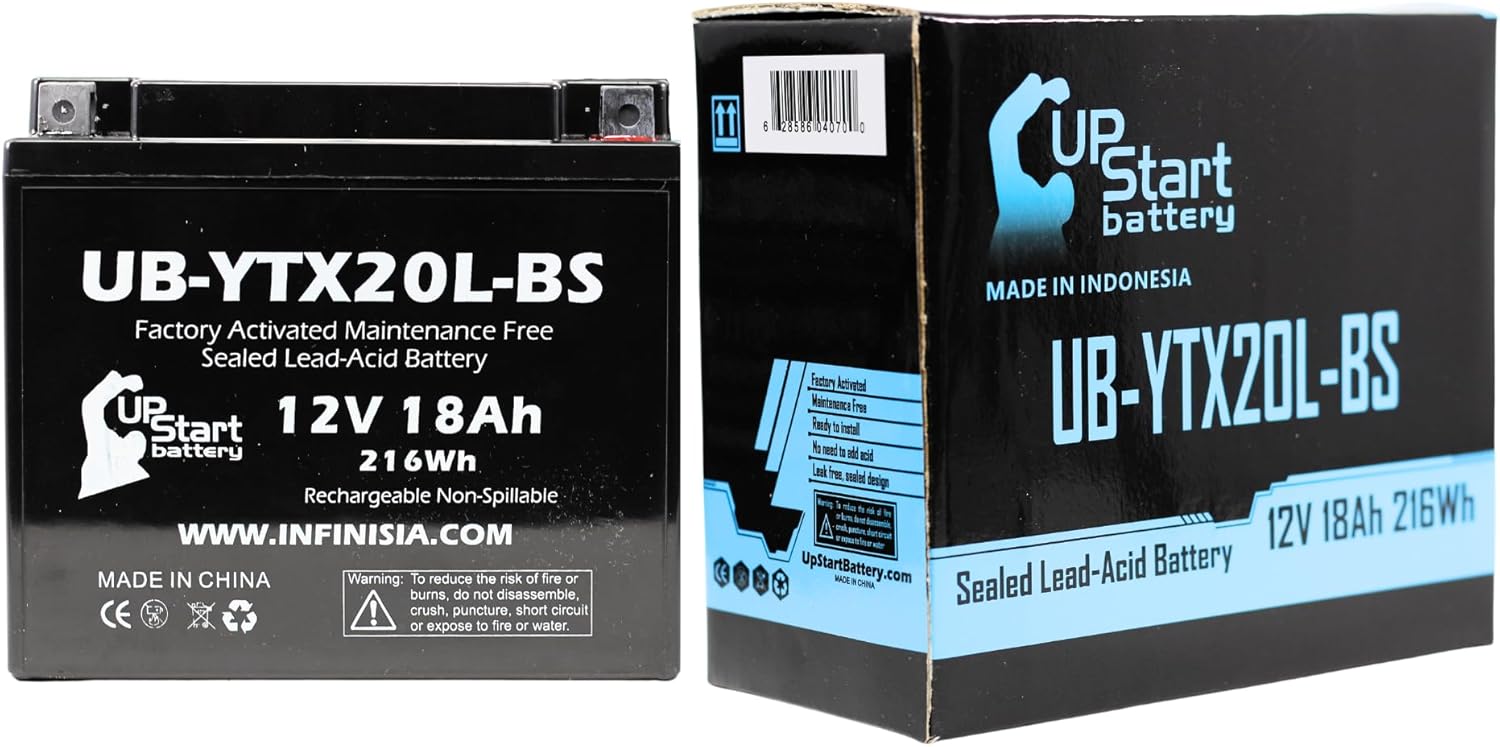 Batería de repuesto UB-YTX20L-BS para Honda TRX680FA Four Trax Rincon 680 CC ATV 2006 – Activado en fábrica, sin mantenimiento, batería de