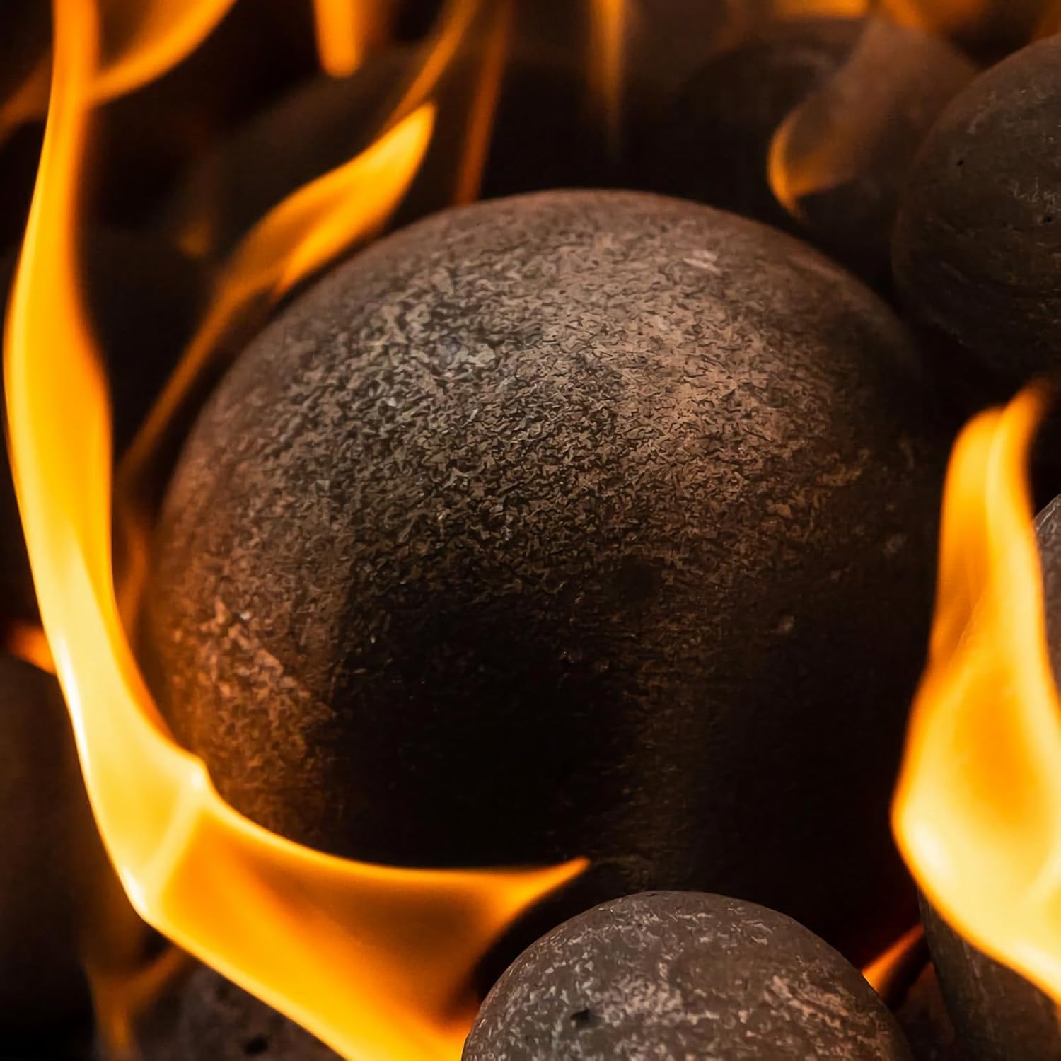 Fxswety Bolas de fuego de cerámica para chimenea, paquete de 6 bolas de fuego de 5 pulgadas para fogatas de propano y gas, accesorios de chimenea,