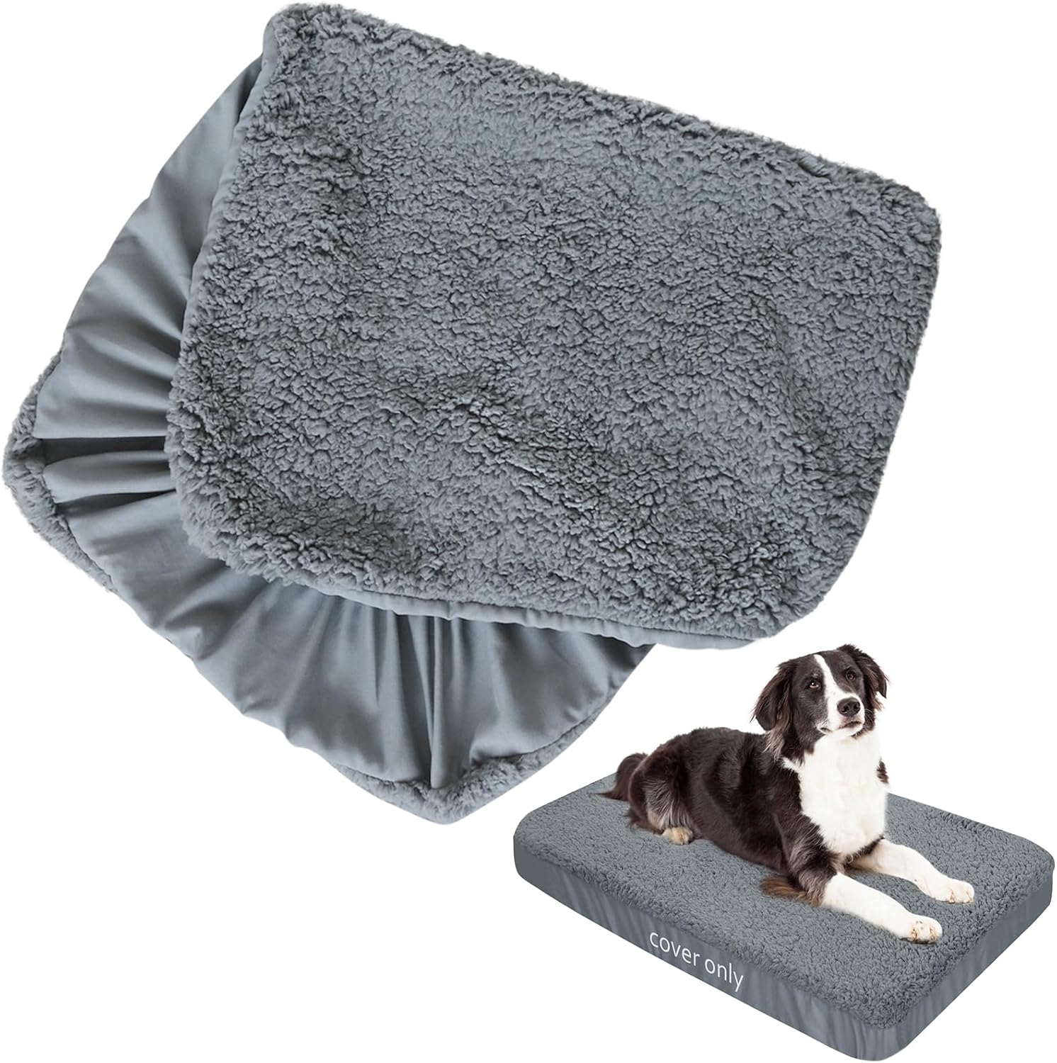 Fundas de cama para perro, repuesto de felpa suave, lavable, forro impermeable para cama de perro, gris, funda de colchón para perro, funda de cama