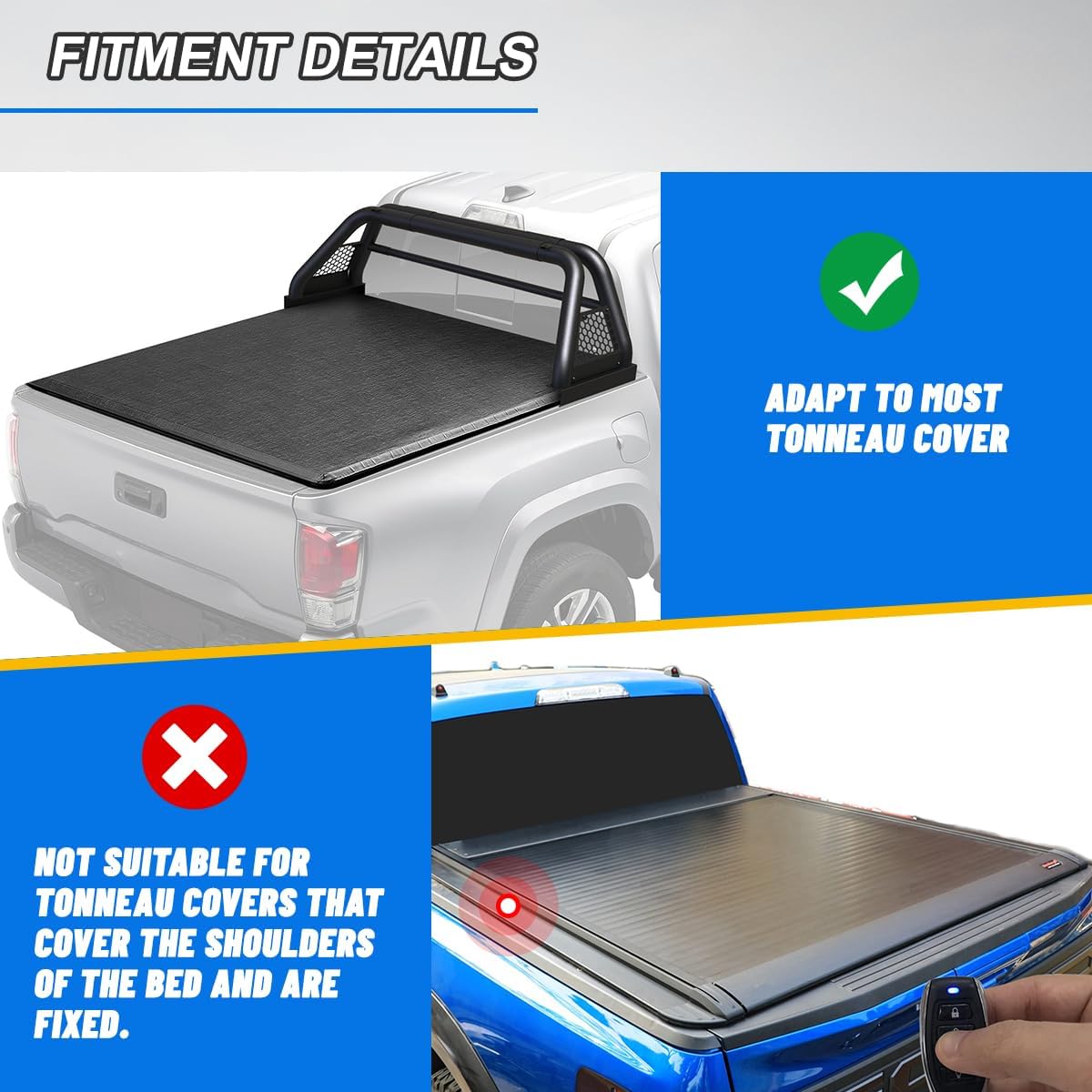 ROXX Barras antivuelco para camionetas universales, barra enrollable Sport Chase Rack para varios tipos de camionetas, Toyota Tacoma 2001-2023Toyota