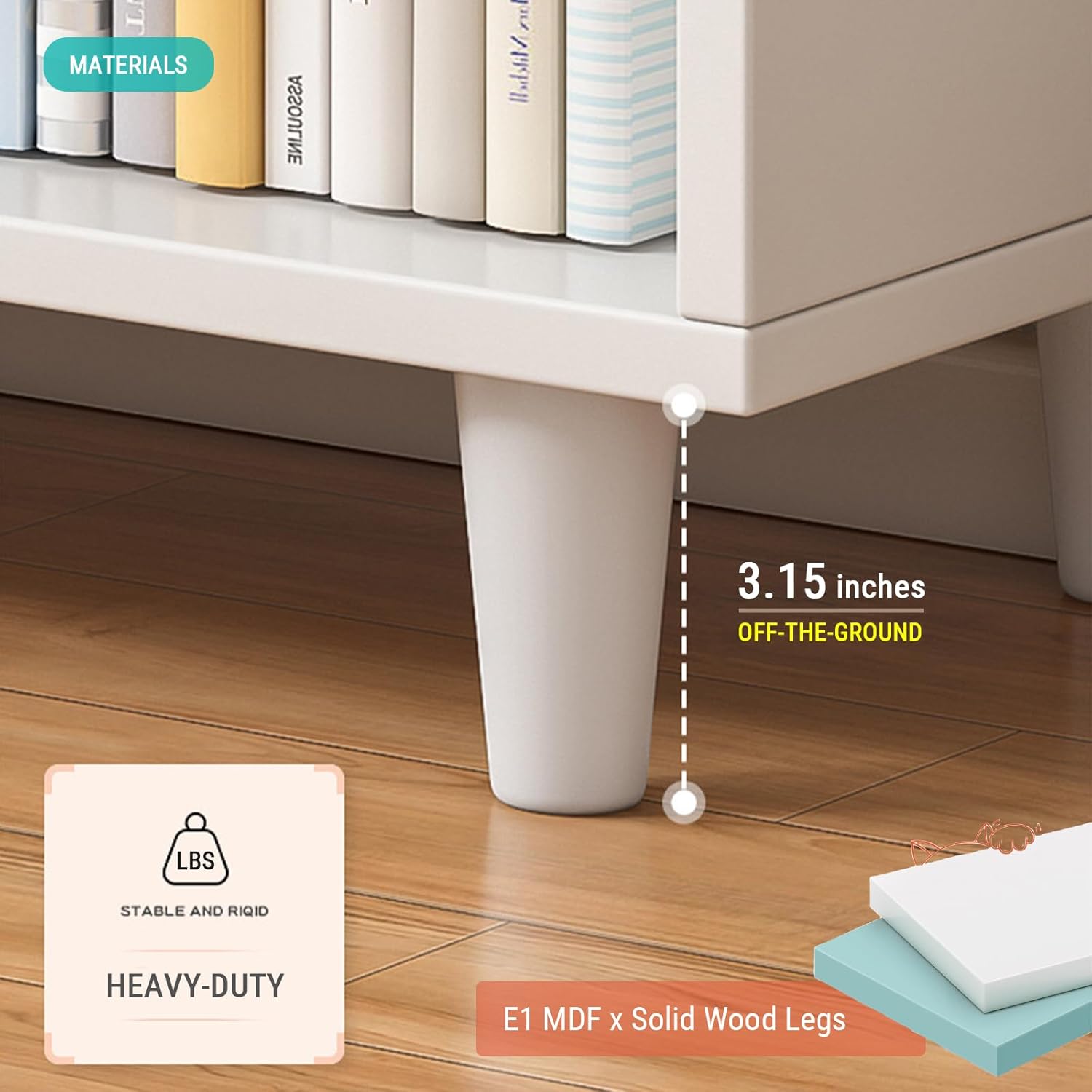 Estantería de madera en forma de cubo con patas, estante abierto de 3 niveles para niños, organizador de almacenamiento para libros y juguetes,