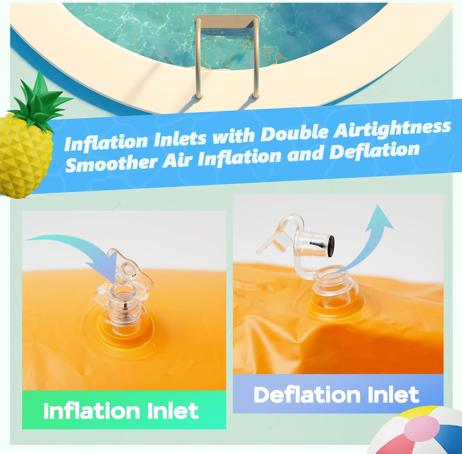 BELLOCHIDDO Juguetes de piscina  Juegos de baloncesto y voleibol para piscina, incluye red inflable de voleibol, aro de baloncesto flotante y fútbol