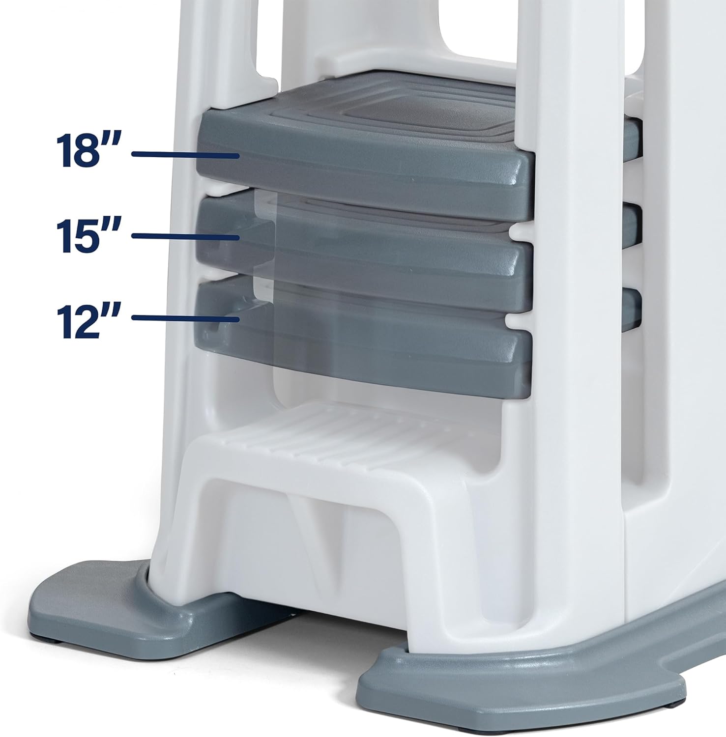 Simplay3 Taburete y base para niños pequeños con tres alturas ajustables, taburete para niños, color blanco