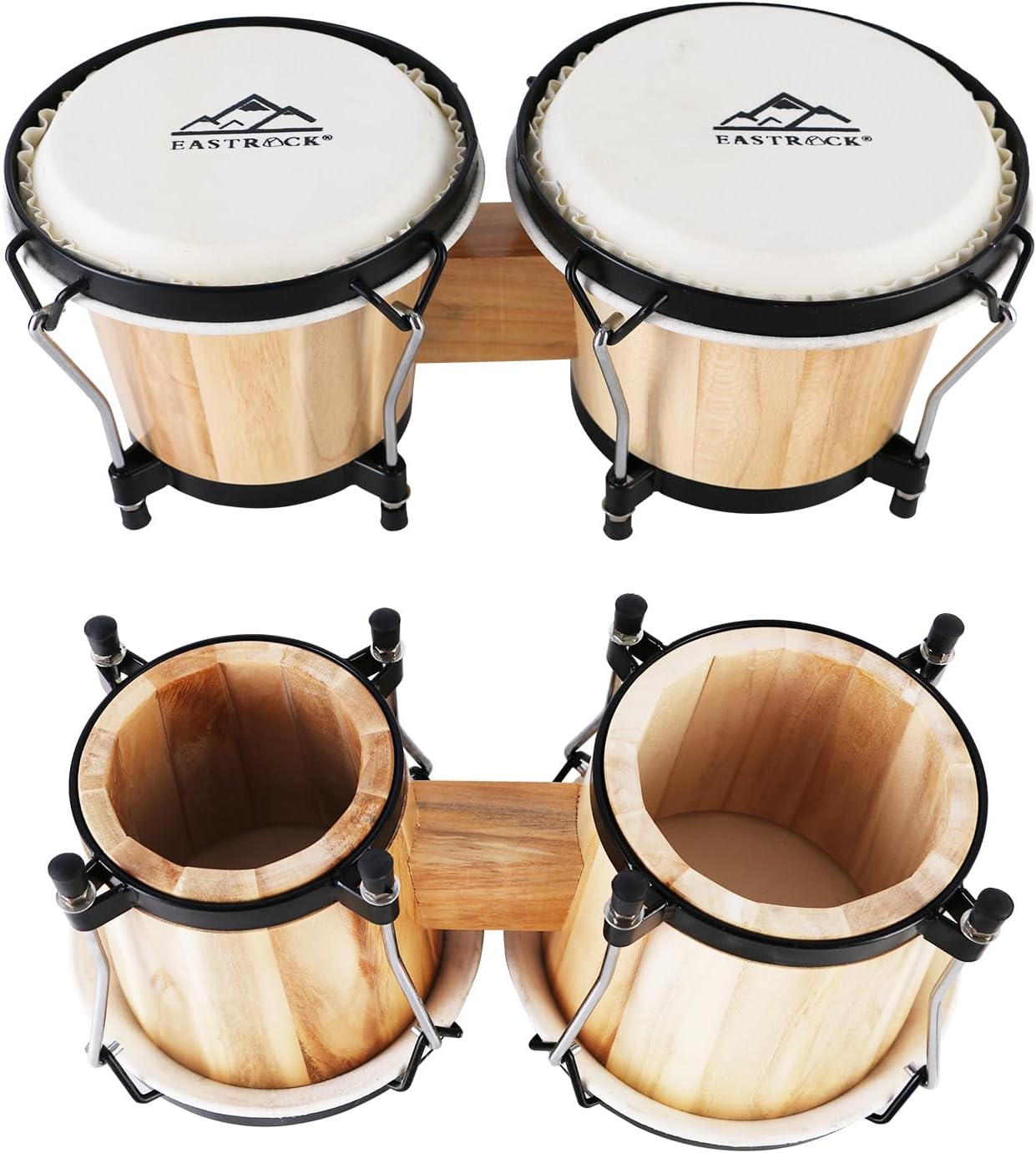 EastRock Bongo – Juego de tambor de 6 y 7 pulgadas para adultos, niños, principiantes, profesionales, instrumentos de percusión de madera y metal