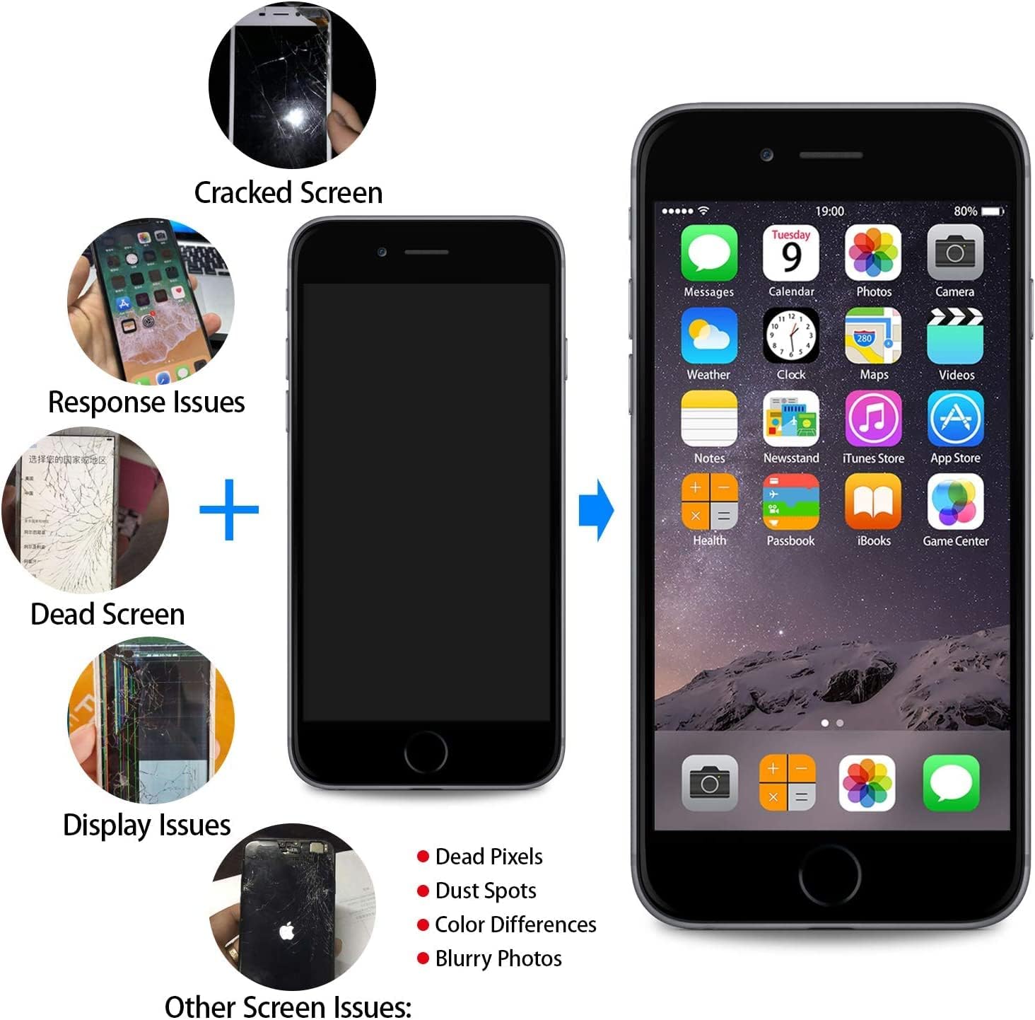 Para iPhone 8SE2020 2 generación de reemplazo de pantalla, negro, montaje completo 4.7 pulgadas LCD táctil digitalizador para A2275, A2298, A2296
