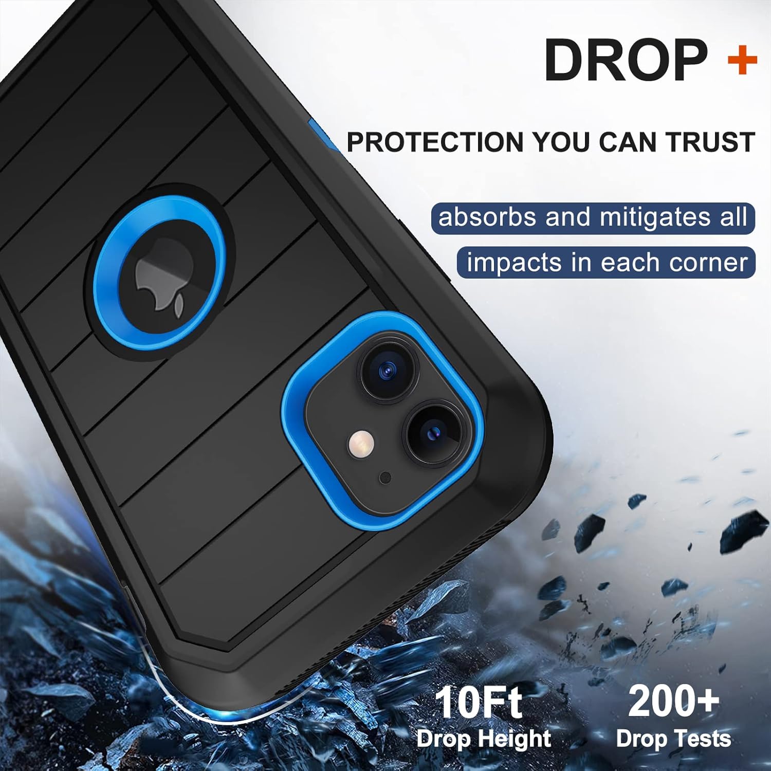 Funda para iPhone 11 con funda de clip para cinturón, 2 protectores de pantalla, grado militar resistente a prueba de golpes, a prueba de polvo y
