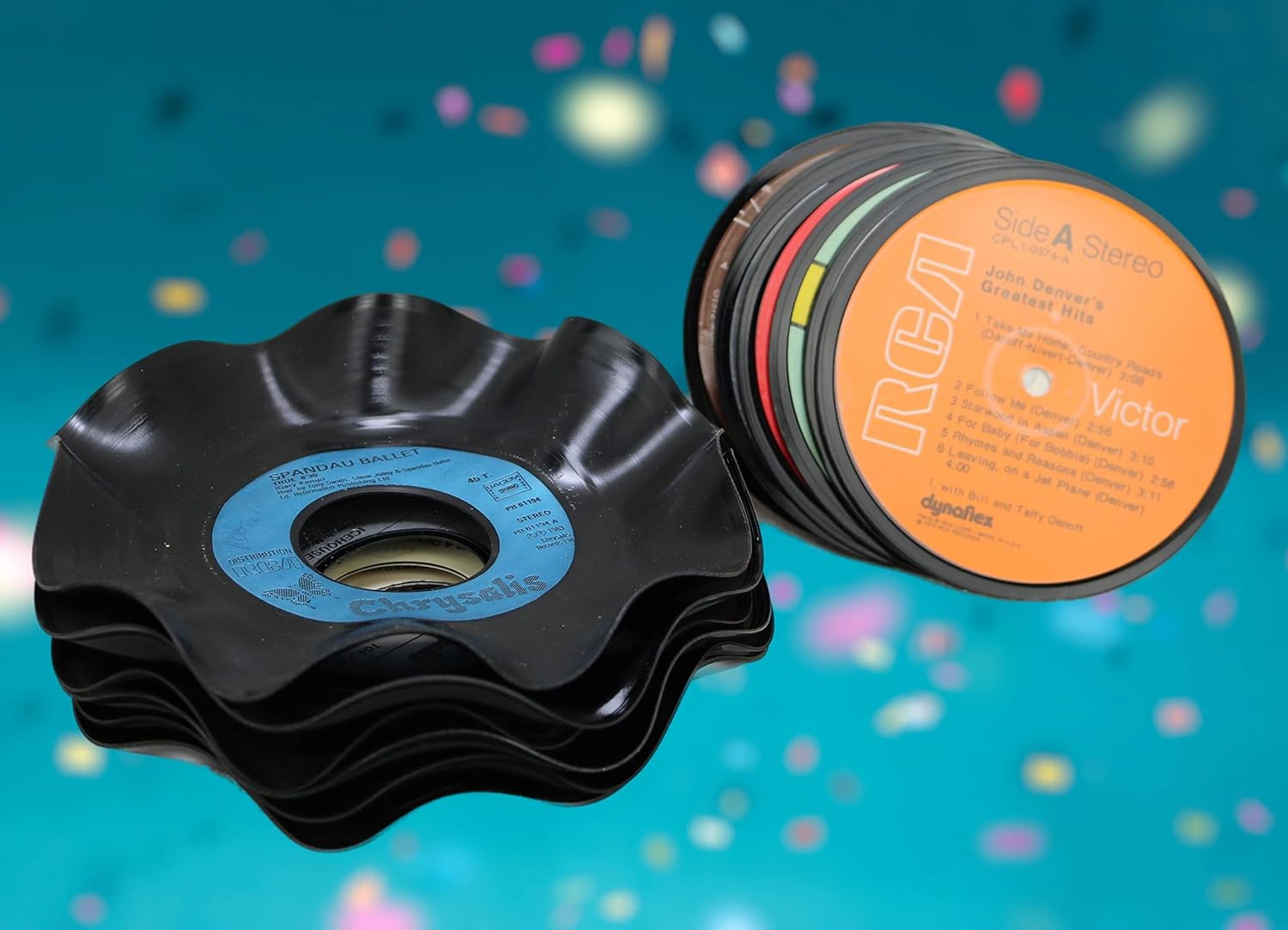 Juego de 4 posavasos de vinilo reciclado para bebidas con discos reales