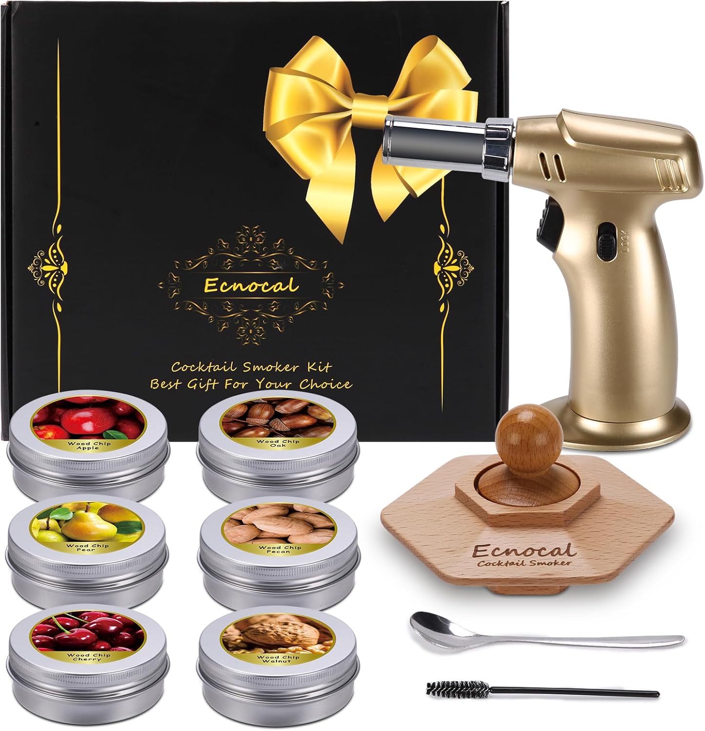 Kit de ahumador de cóctel con antorcha, 6 sabores de virutas de madera, bourbon ahumador para cócteles, vino, whisky, regalos de cumpleaños para